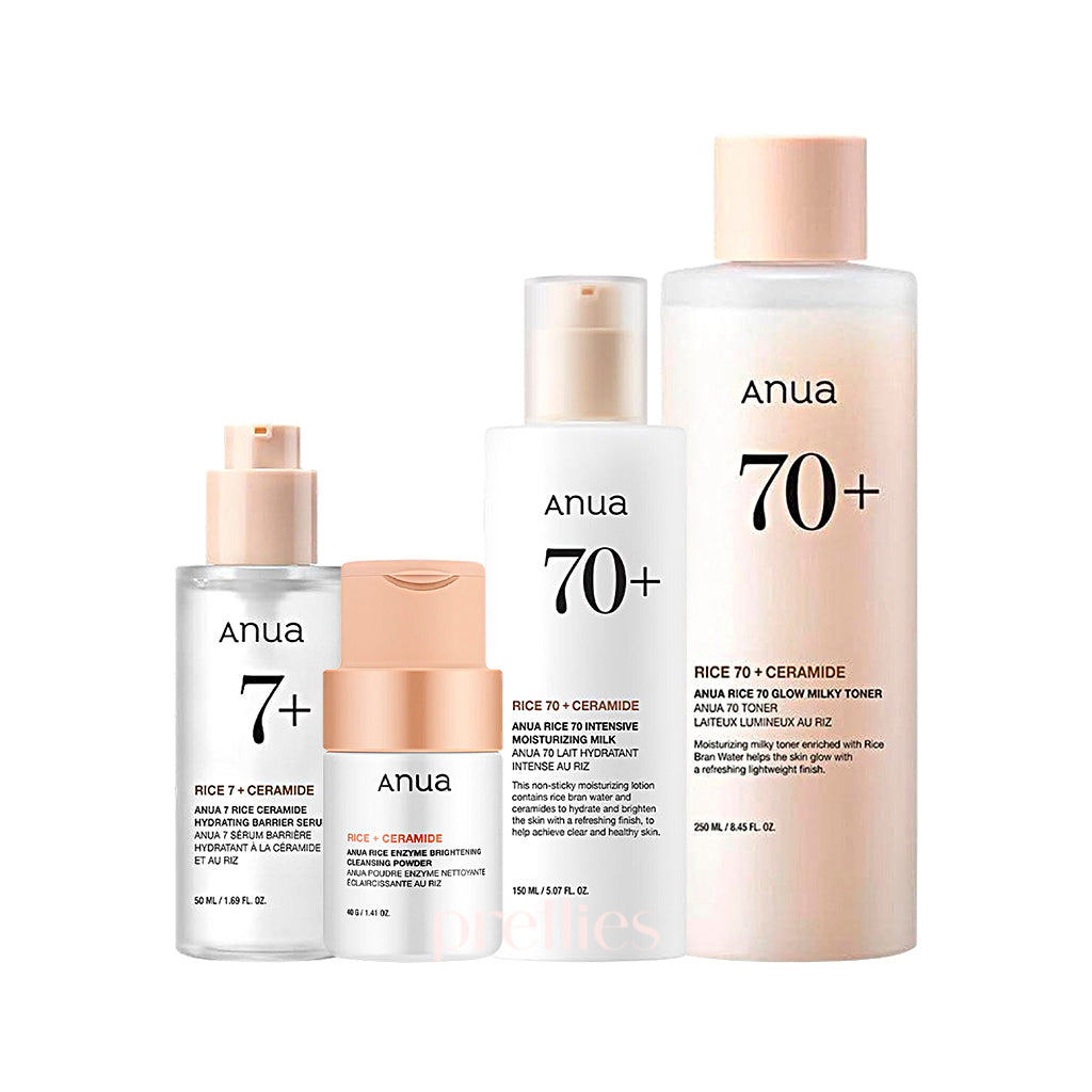 ANUA Rice Glow Collection Set - Korean Skincare for Brightening & Hydration - Perfect for Daily Routine & Night Care