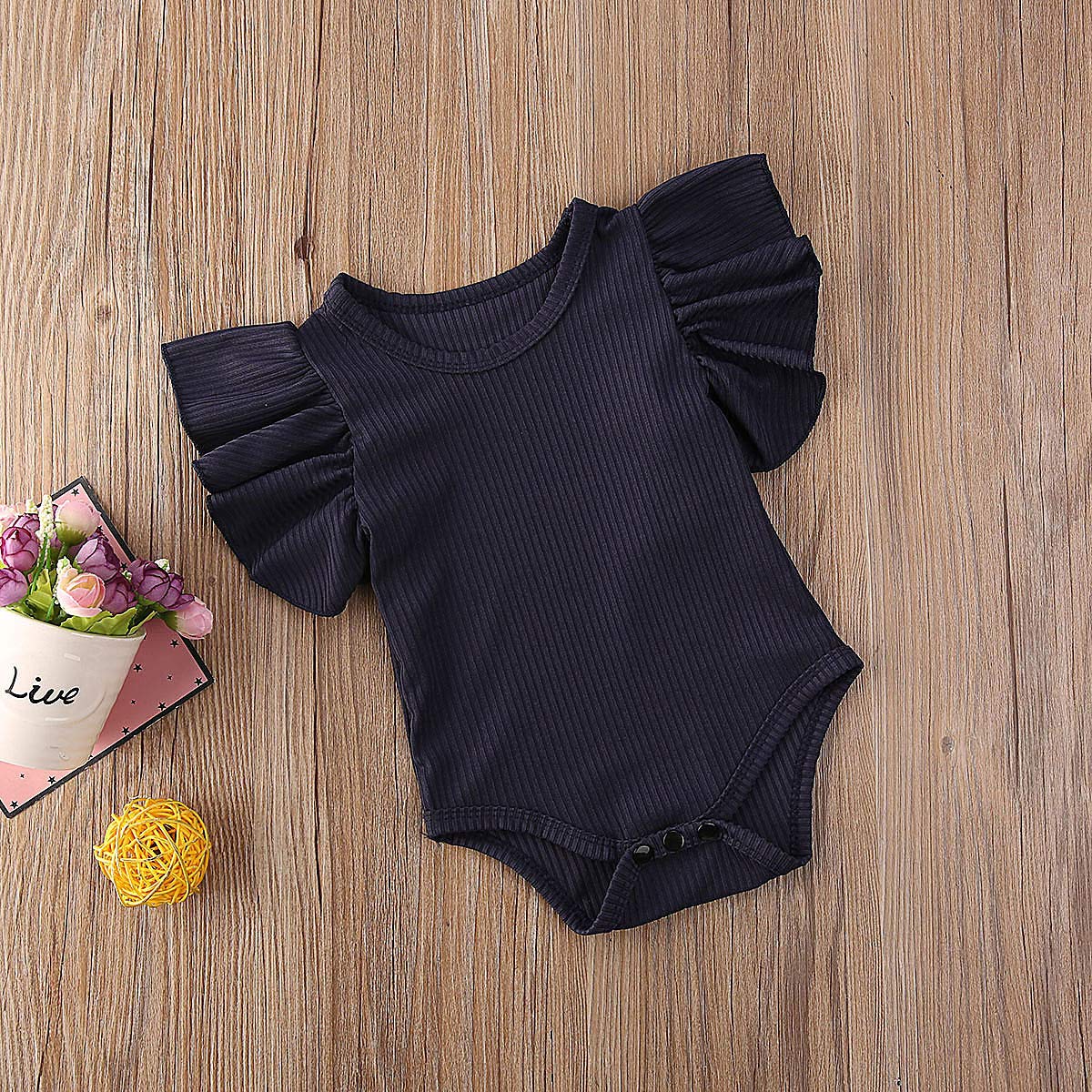 Unisex Baby Short Sleeve Ruffle Romper - Soft Cotton Bodysuit Jumpsuit for Boys & Girls | Perfect for Summer & Spring Outings, Playdates & Photo Shoots