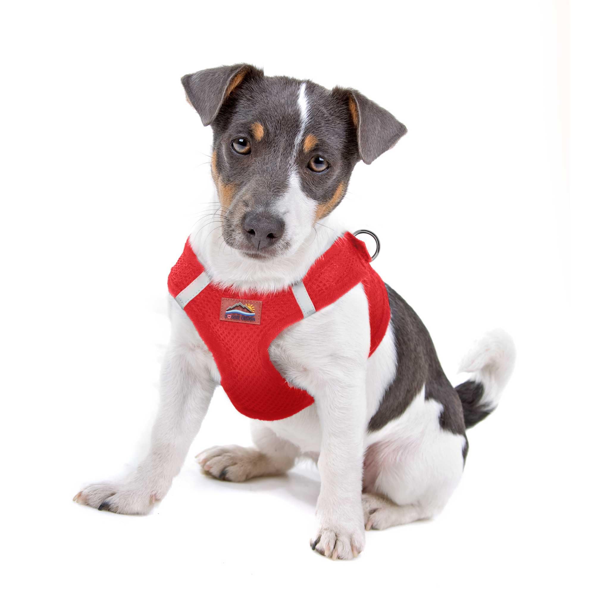 Doggie Design No Choke Dog Harness - Breathable Mesh Polyester Pet Vest with Easy Step-in Design for Small Dogs (Red) - Perfect for Walking, Training & Outdoor Adventures