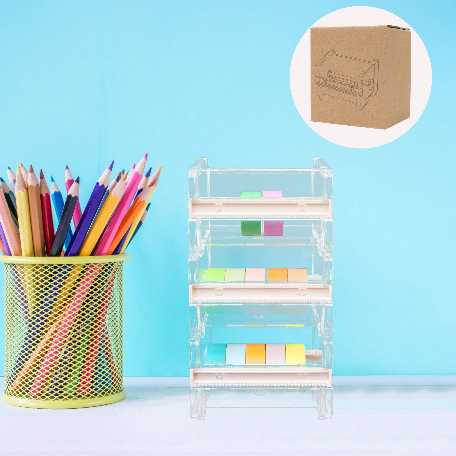 6-Piece Washi Tape Dispenser Set with Built-in Cutter - Desktop Tape Holder Organizer for Scrapbooking, Journaling, Office & Craft Supplies - Perfect for DIY Projects, Gift Wrapping & Home Organization