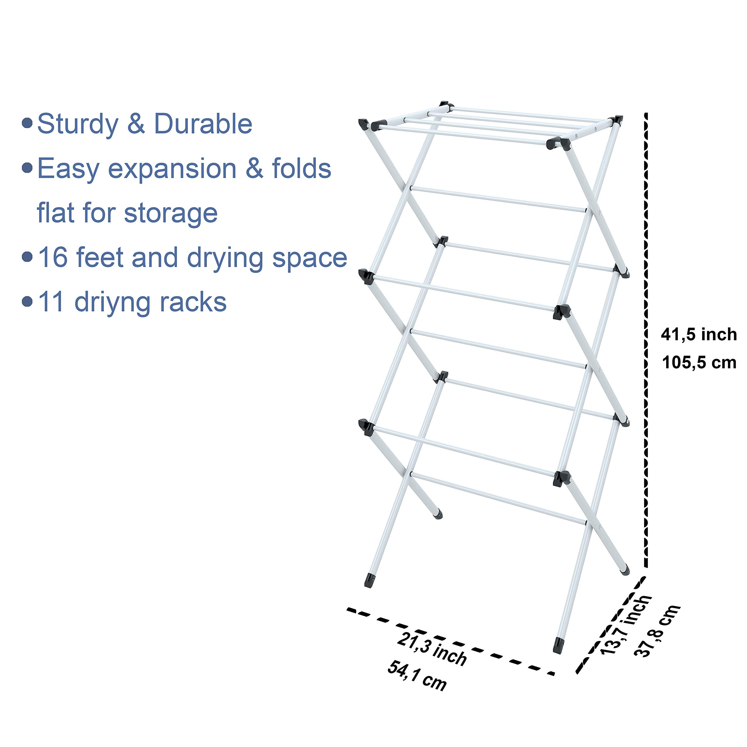 Foldable Clothes Drying Rack - Space Saving Laundry Airer for Indoor & Outdoor Use - White Collapsible Garment Organizer - Perfect for Apartments, Dorms, Travel & Small Spaces
