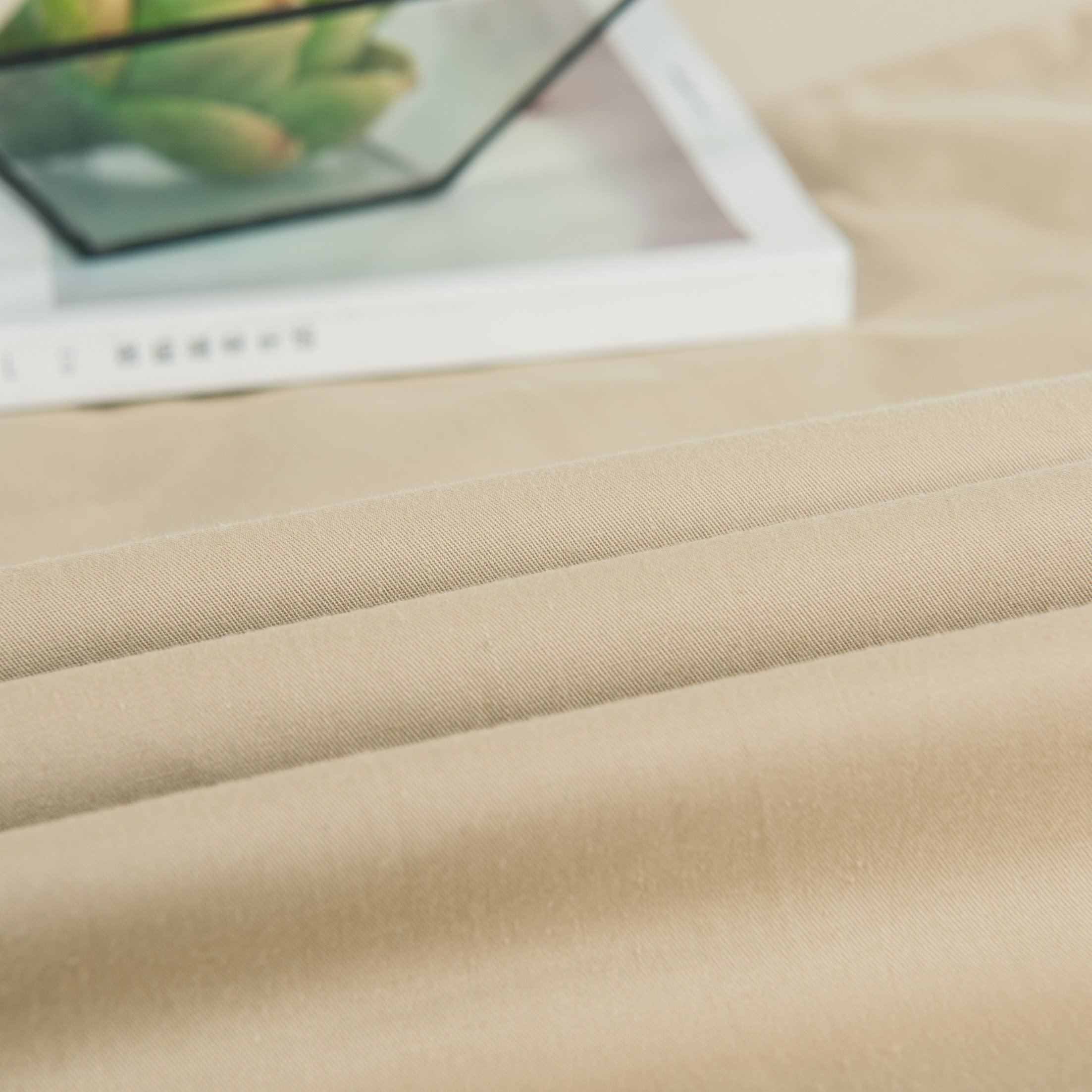 Luxury Soft Cotton Fitted Sheet with Pillow Cases - Neutral Solid Sandy Beige Tan - Twin Size - 2-Piece Bedding Set for Cozy Sleep & Guest Room Comfort