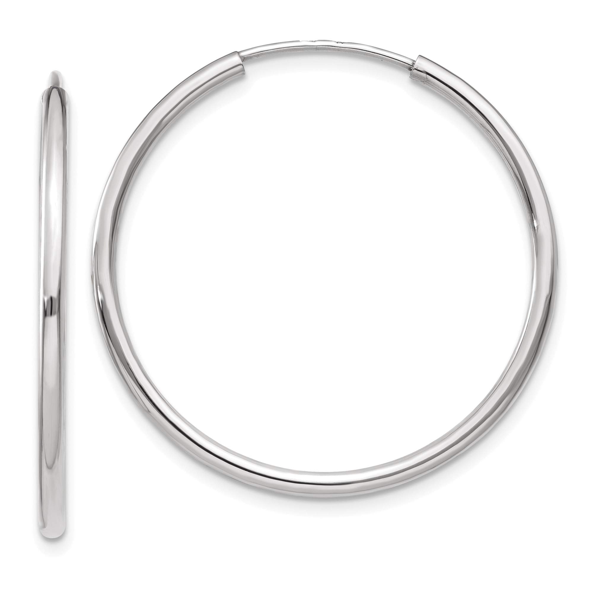 10K White Gold Endless Hoop Earrings for Women - Classic Circle Huggie Earrings - Hypoallergenic & Tarnish-Free Jewelry - Perfect for Everyday Wear, Date Night & Special Occasions