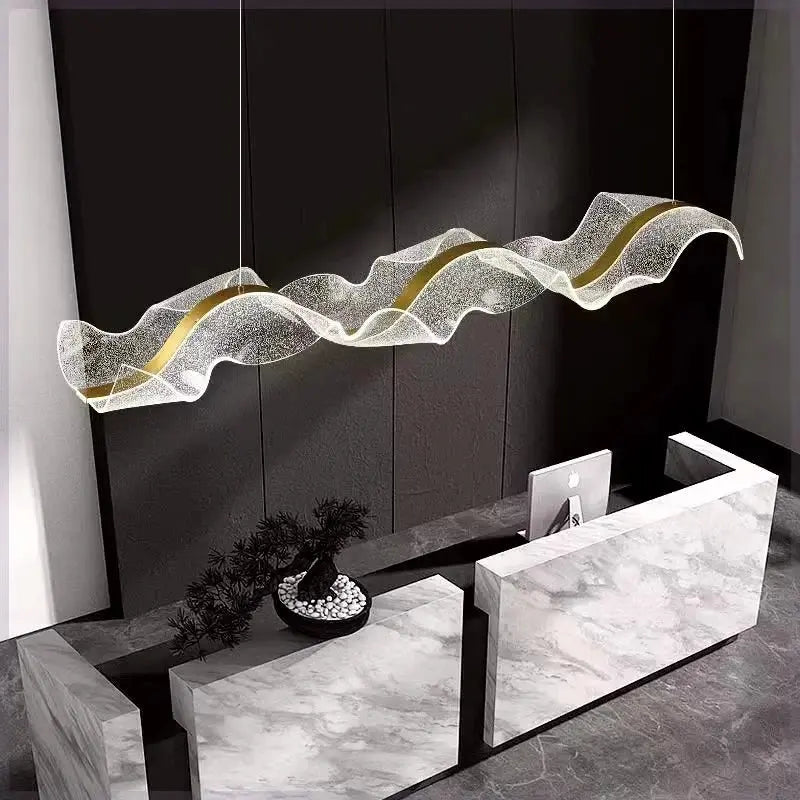 Modern Ocean Wave Pendant Chandelier - Stylish Ceiling Light Fixture for Kitchen Island, Dining Room, or Living Room Decor - Water-Inspired Design for Coastal & Nautical Theme Home Lighting