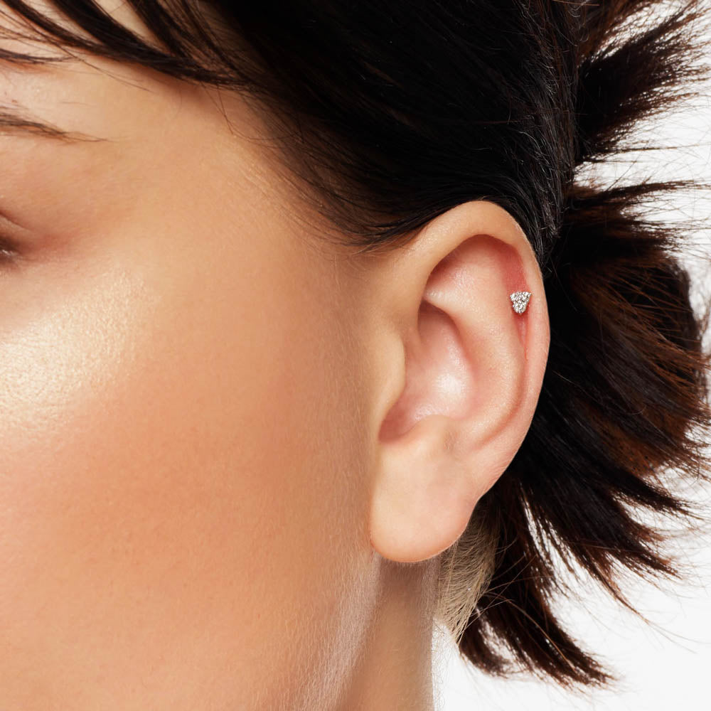 10k Rose Gold Diamond Trio Helix Single Stud Earrings for Women - Perfect for Everyday Wear, Parties & Special Occasions