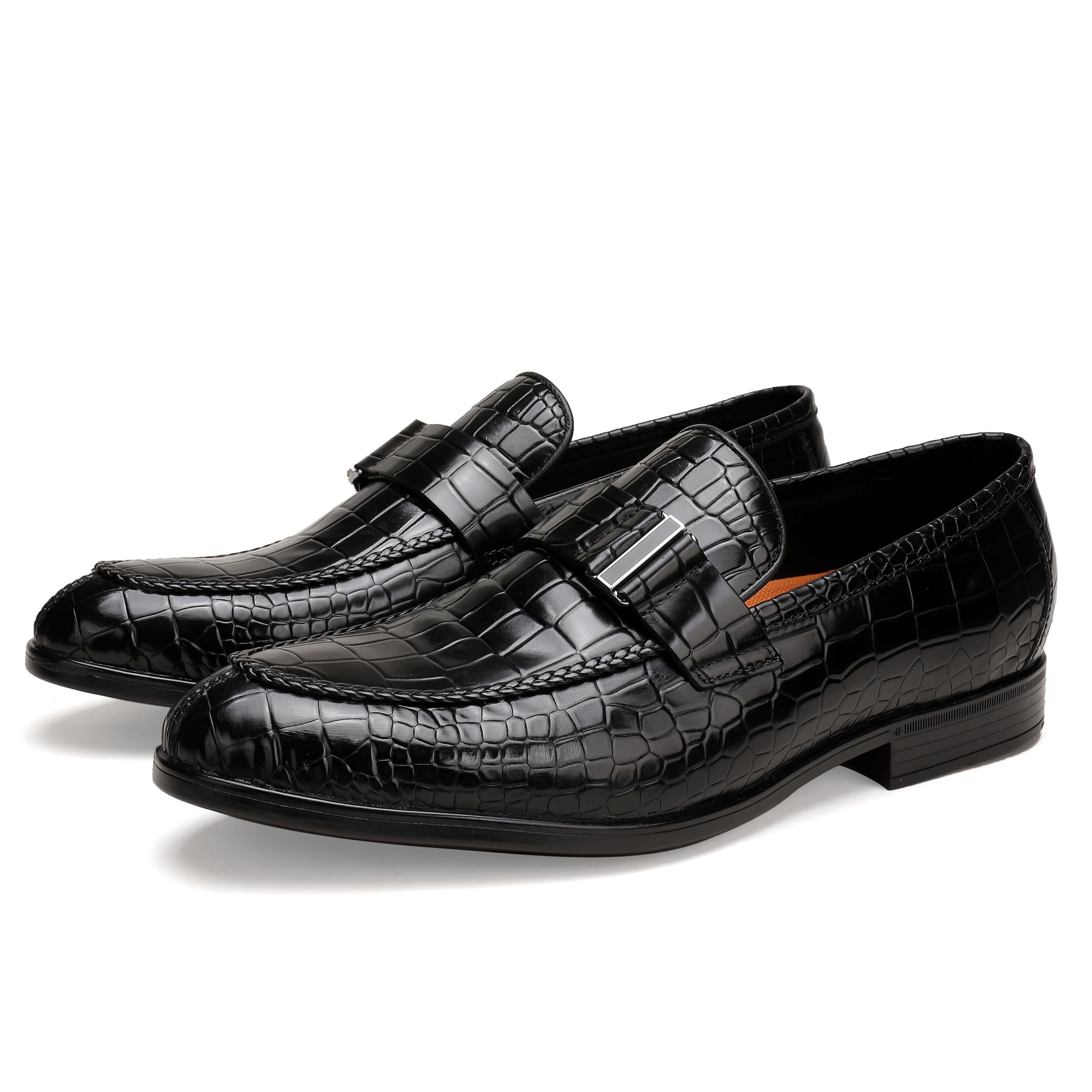 Men's Classic Leather Penny Loafers - Crocodile Print Business Dress Slip-On Shoes | Comfortable & Stylish for Office, Formal Events & Daily Wear