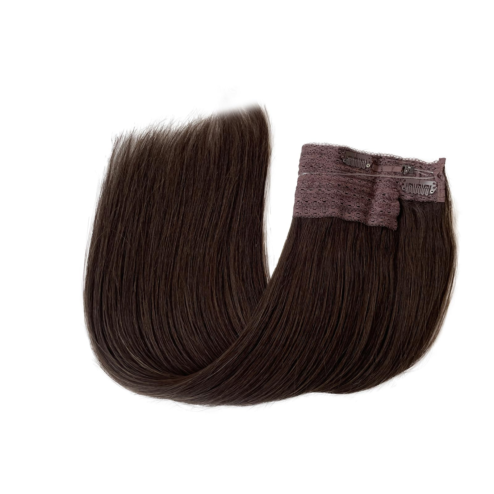 Premium 22 Inch Dark Brown Human Hair Extensions with Invisible Wire - 100g Real Human Hair Halo for Women | Perfect for Parties, Weddings & Everyday Styling