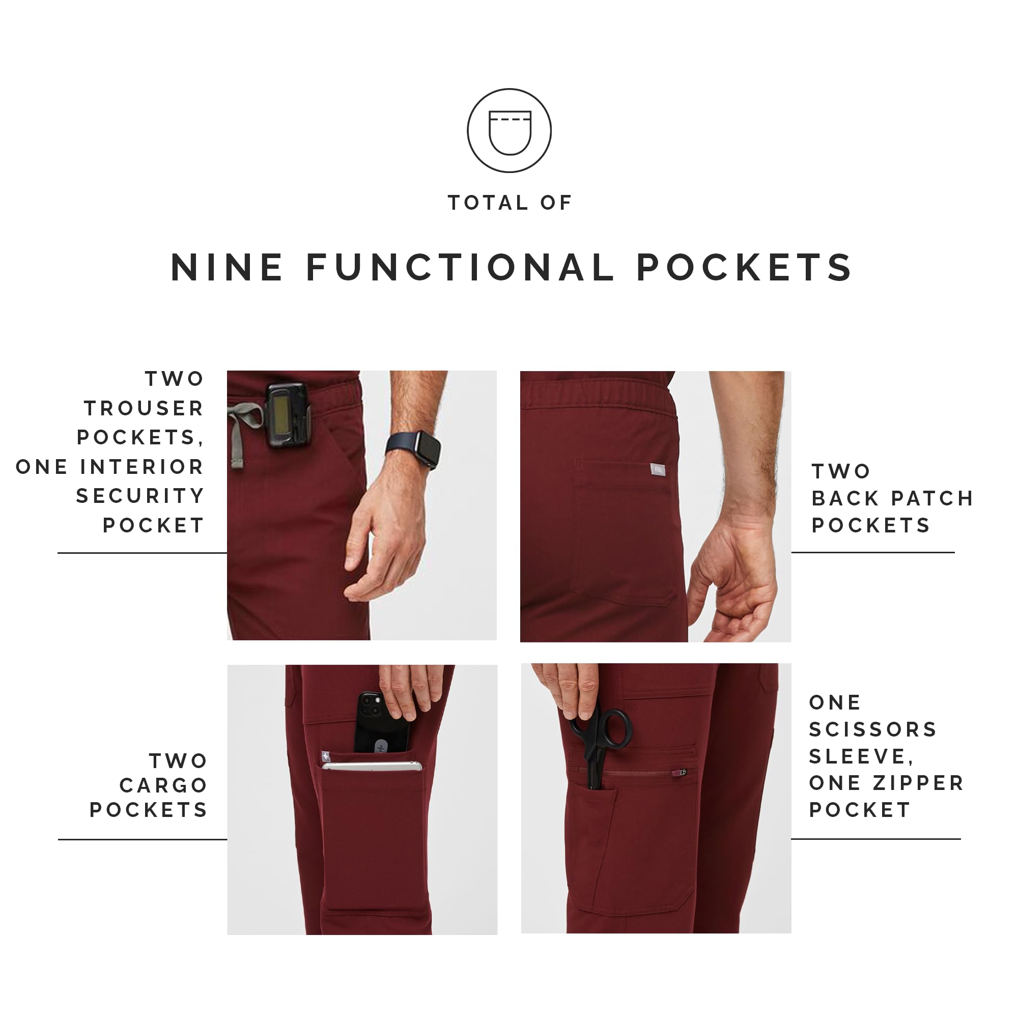 FIGS Cairo Cargo Scrub Pants for Men - Classic Straight Leg Medical Scrubs with 9 Pockets, 4-Way Stretch & Anti-Wrinkle Fabric | Perfect for Doctors, Nurses & Healthcare Professionals