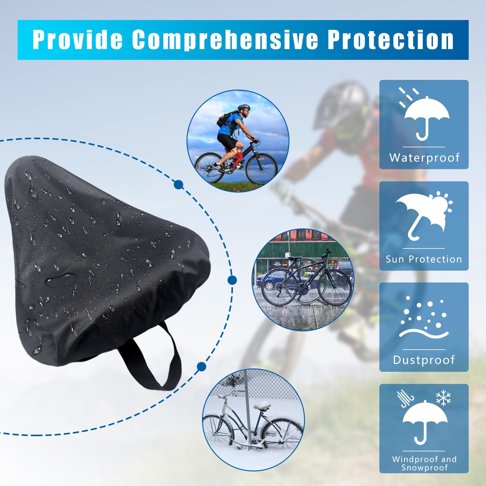 **3 Pack Waterproof Bike Seat Covers - Double-Layer Thickened & Dustproof Bicycle Saddle Protectors with Storage Bags | Durable Cycling Accessories for Rain & Outdoor Riding**    *(Perfect for Commuting, Mountain Biking, and All-Weather Cycling Protection)*