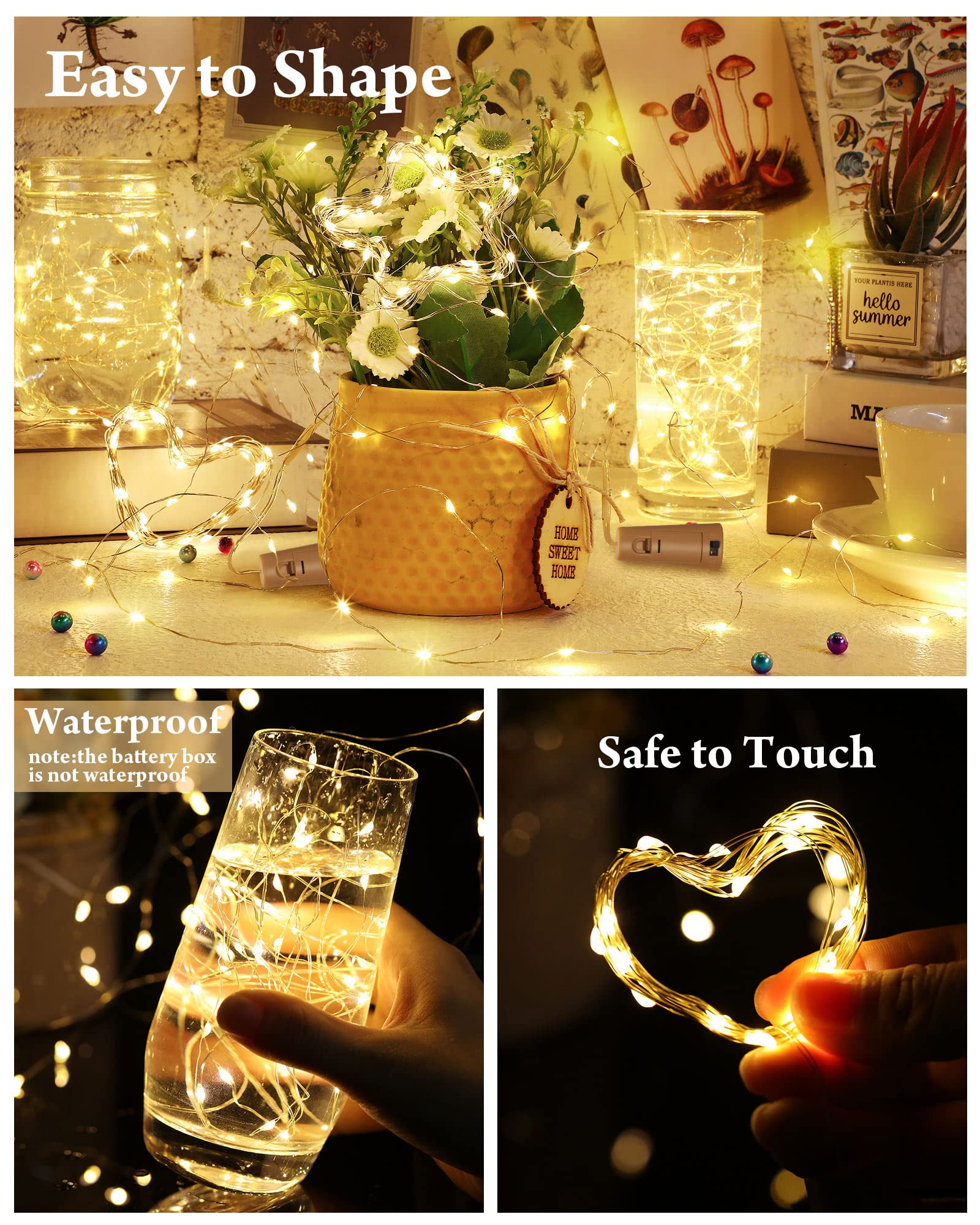 60 Pack Wine Bottle Lights with Cork - Waterproof Mini Fairy String Lights with 20 LEDs, 7ft Silver Wire & Batteries - Perfect for Valentine's Day, DIY Crafts, Wedding Decor, Party Lighting & Home Ambiance