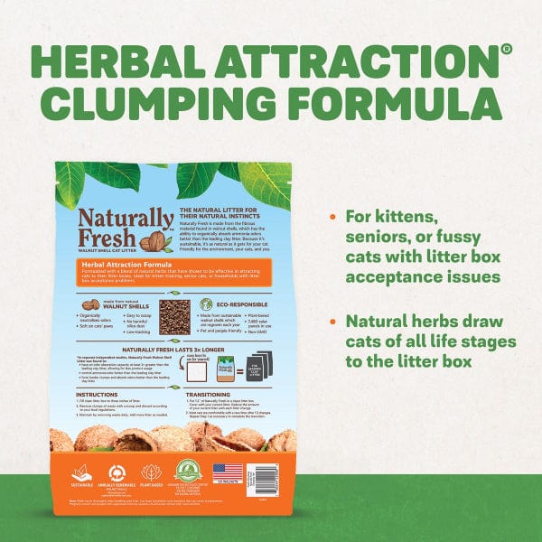Naturally Fresh Herbal Attraction Formula Cat Litter - 14lb | Odor Control & Clumping Clay-Free Cat Litter for Multi-Cat Homes & Small Spaces