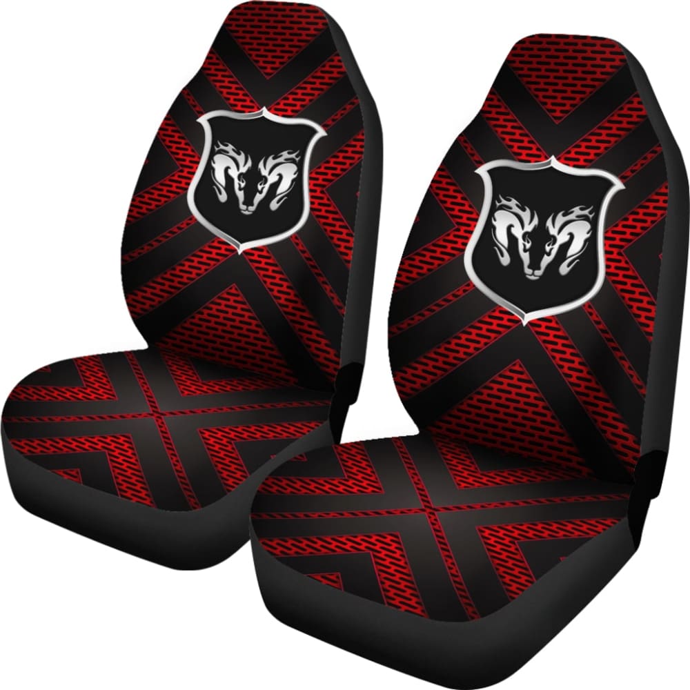 Custom Black & Red Dodge Ram Car Seat Covers - Premium Fit for 2013-2028 Models (4-Piece Set) | Durable Protection & Stylish Upgrade for Trucks, Road Trips & Daily Commutes