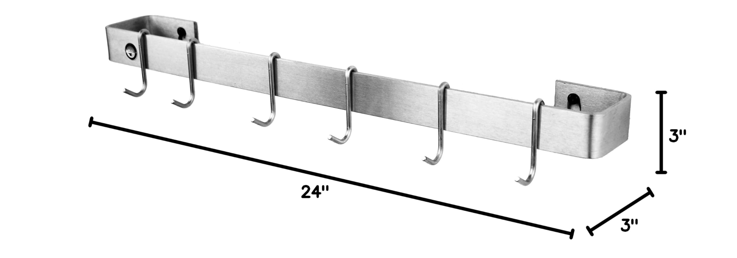 Enclume Premier 24-Inch Stainless Steel Wall Mounted Pot Rack & Utensil Bar - Organize Kitchen Cookware & Save Counter Space - Perfect for Small Kitchens, Restaurants & Home Chefs