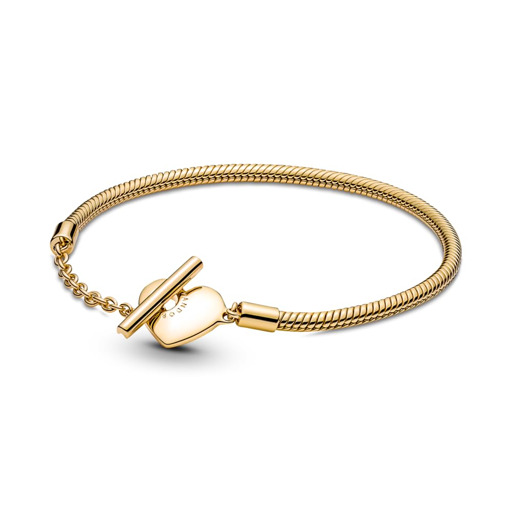 Pandora Moments Heart T-Bar Closure Snake Chain Bracelet for Women | Adjustable Charm Bracelet Compatible with Pandora Charms | Elegant Gift Box Included | Perfect for Anniversaries, Birthdays & Special Occasions