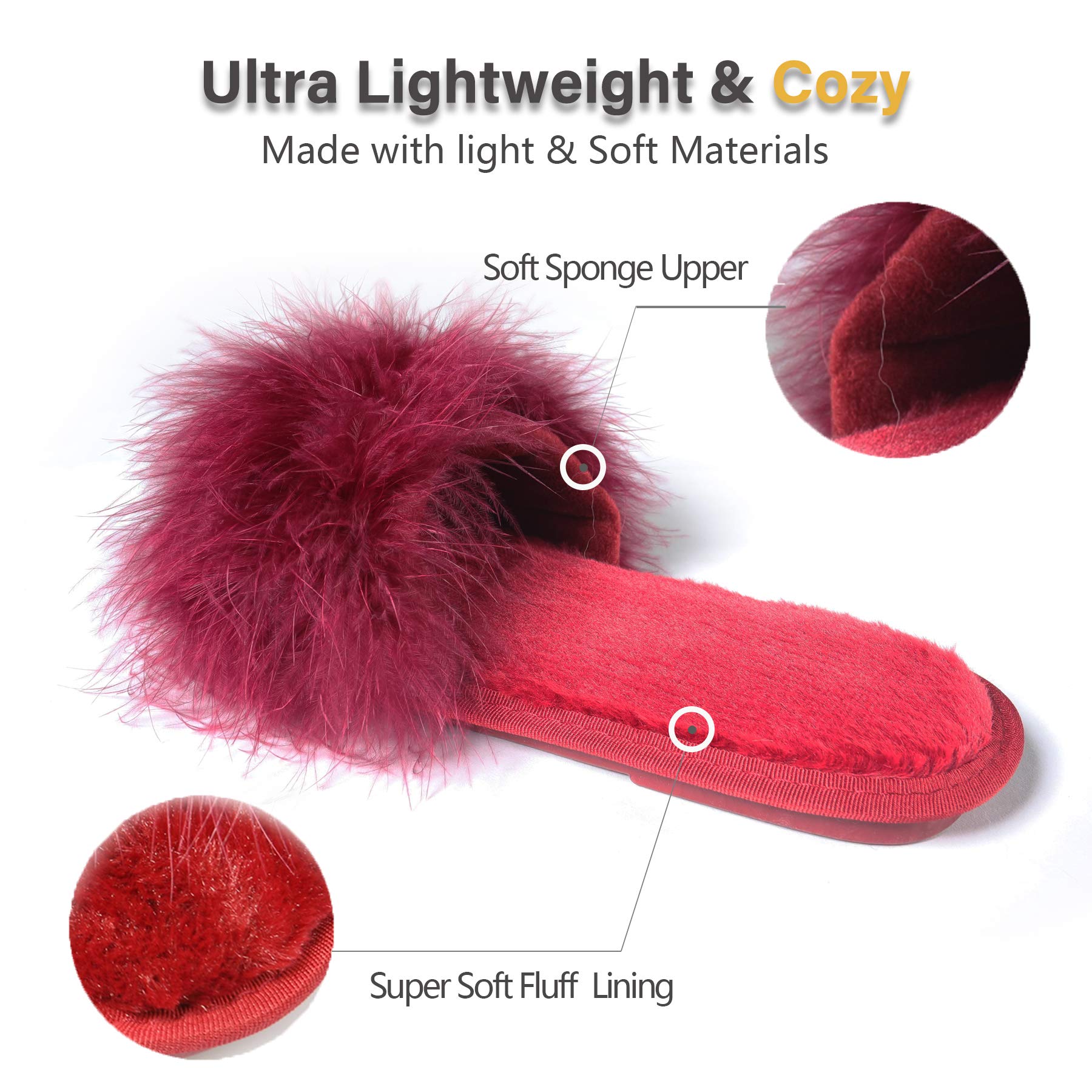 Fur Story Women's Fuzzy Open-Toe Slippers with Memory Foam - Soft Fluffy House Shoes for Indoor Comfort & Relaxation at Home