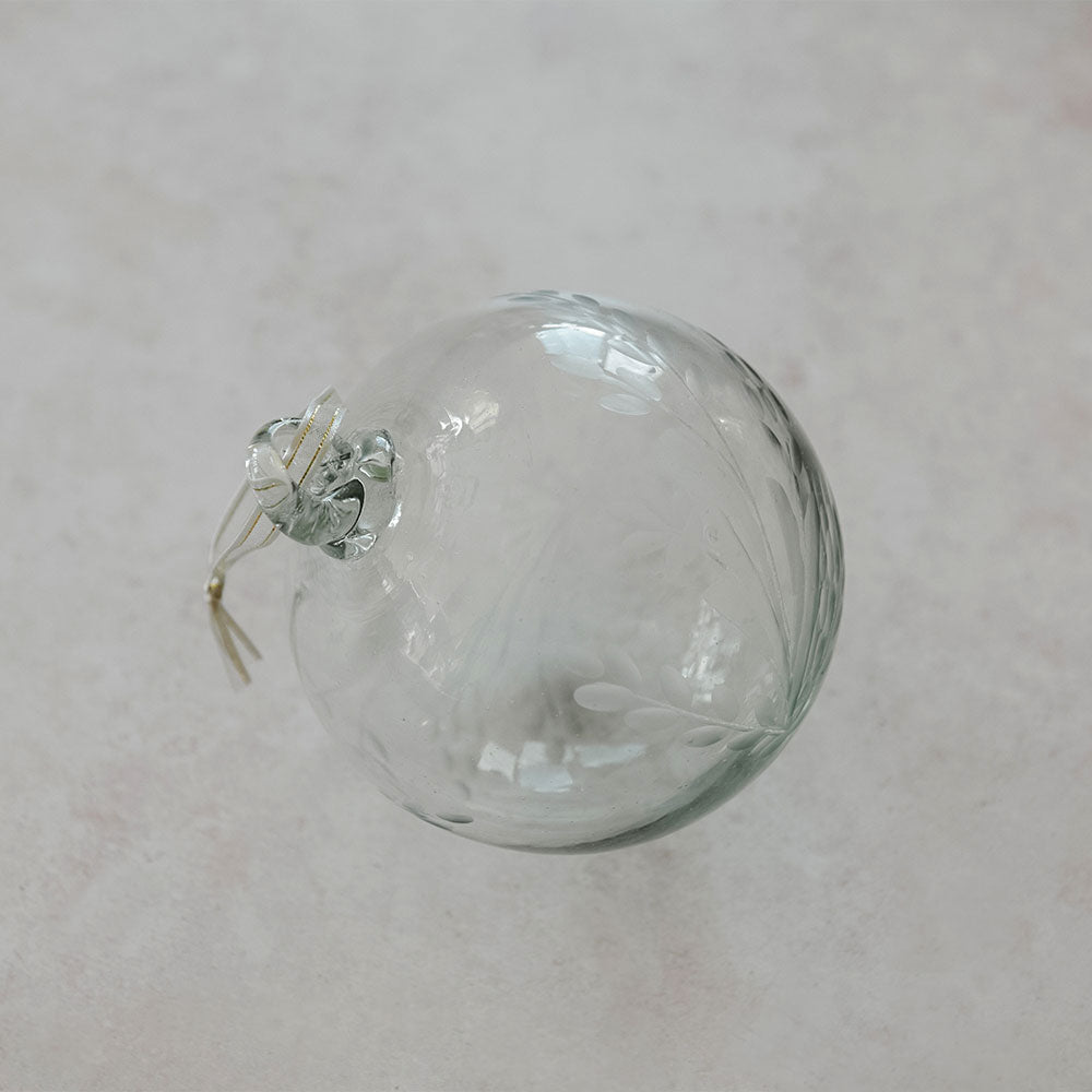 Handblown Etched Glass Christmas Ornament - Large Holiday Decoration for Tree, Gift, and Home Décor | Perfect for Christmas, Weddings, and Special Occasions