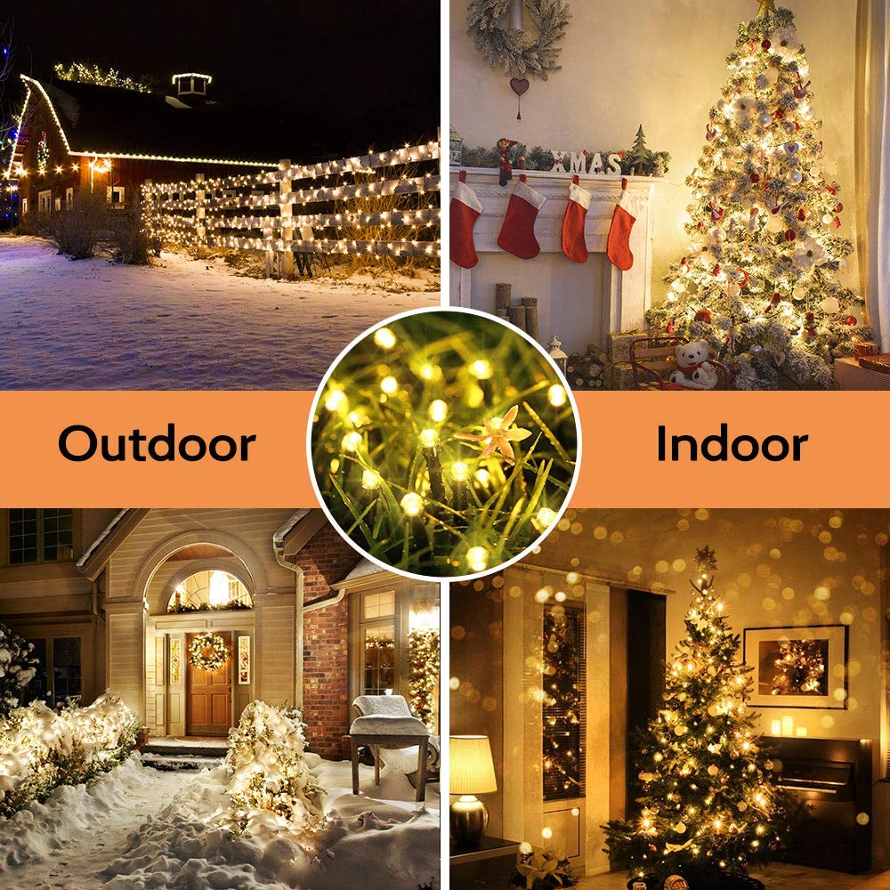 Toodour 121ft 350 LED Solar Christmas Lights - 8 Modes Waterproof Outdoor String Lights for Garden, Patio, Balcony - Warm White Holiday Party Decorations | Perfect for Christmas Decor, Backyard Lighting & Festive Events