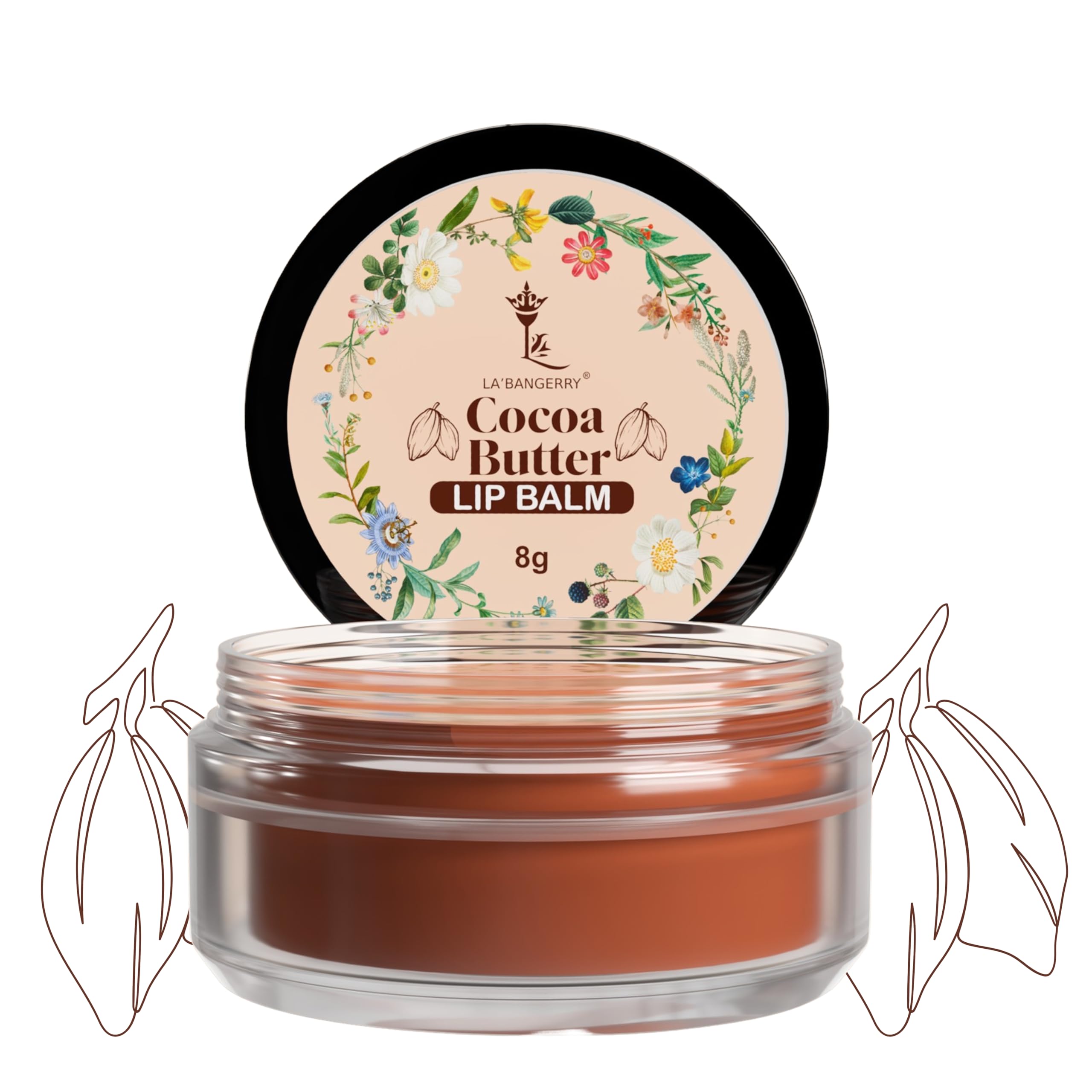LA'BANGERRY Cocoa Butter Lip Balm for Smooth Soft Lips - Lightening Lip Care for Women & Men | Fresh, Vegan, Cruelty-Free Formula (10g) | Perfect for Dry Lips, Chapped Lips & Daily Lip Care