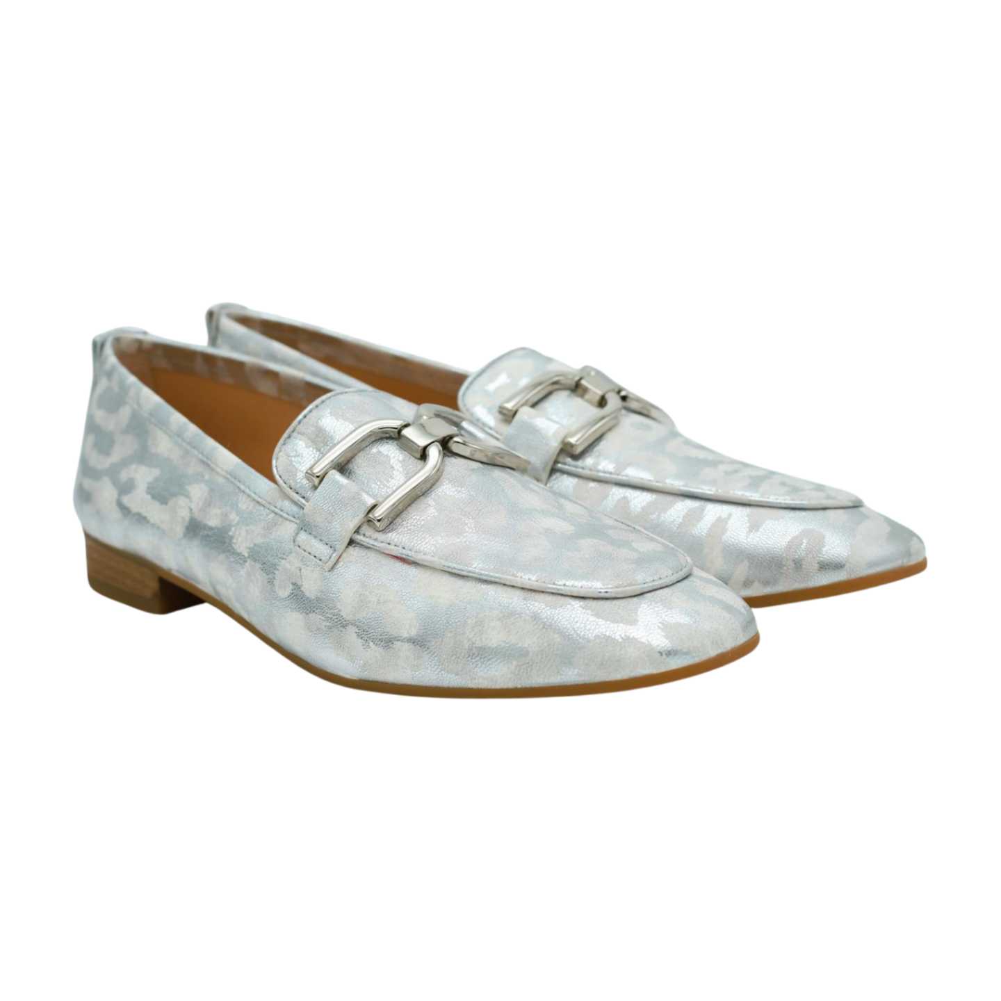 Unisa Baxter Women's Silver Leather Loafers - Comfortable Slip-On Shoes for Work, Office & Casual Wear
