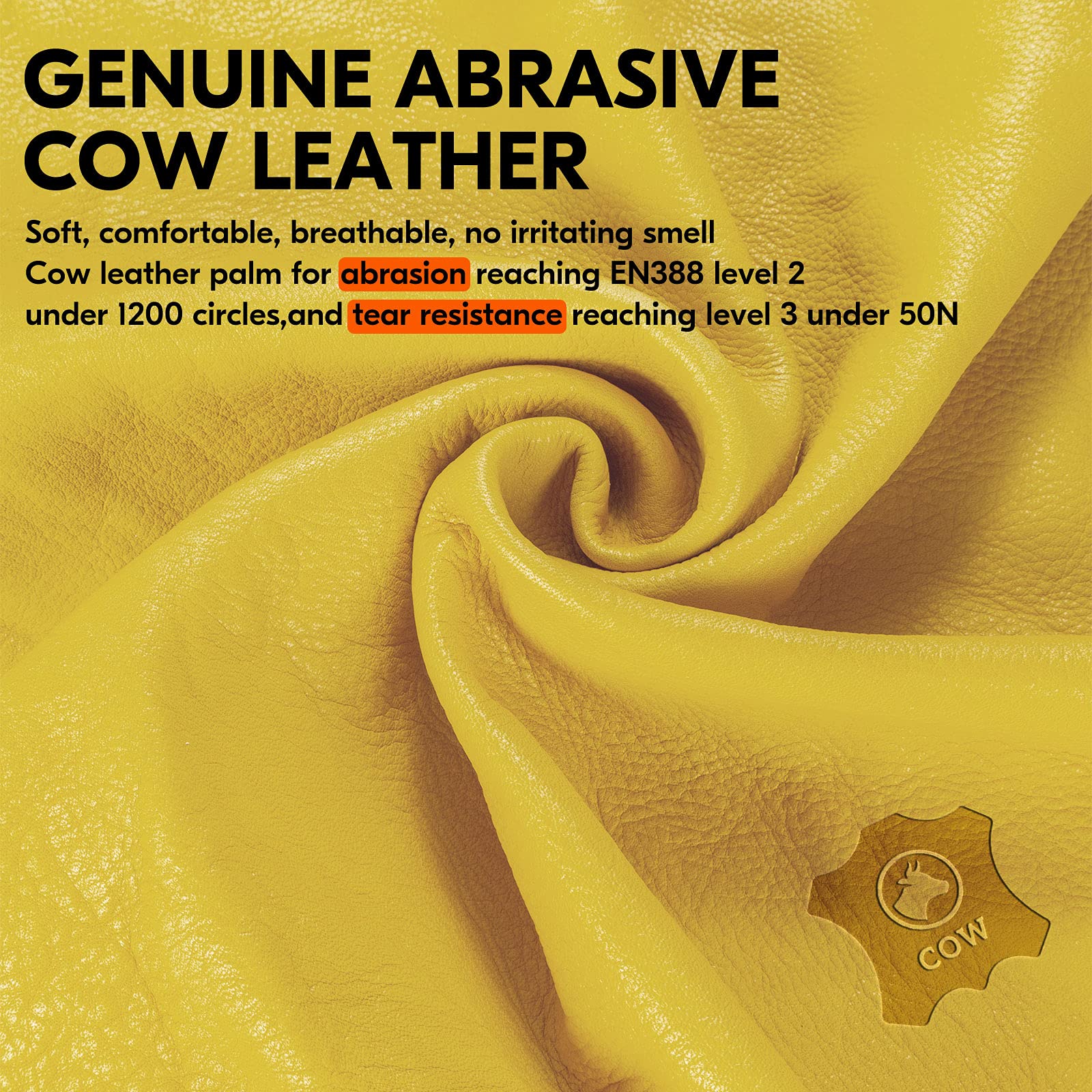 Heavy Duty Leather Work Gloves for Mechanics - Impact Resistant, Anti-Vibration & Water-Repellent Safety Gloves (CA7725) - Perfect for Automotive Repair, Construction & Outdoor Work