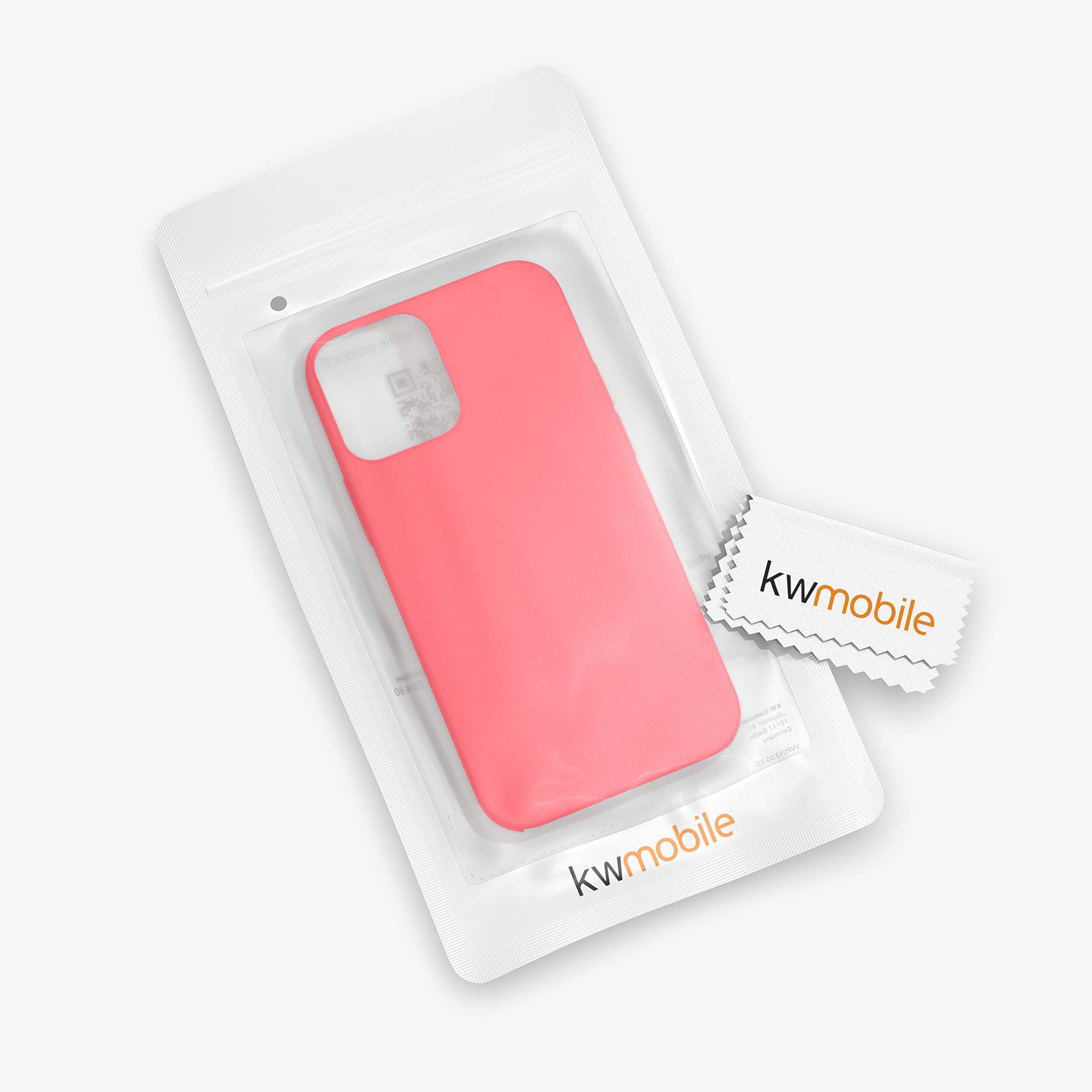 kwmobile TPU Silicone Case for Apple iPhone 12 & iPhone 12 Pro - Soft Finish Protective Phone Cover in Neon Coral - Perfect for Everyday Use, Work & Travel