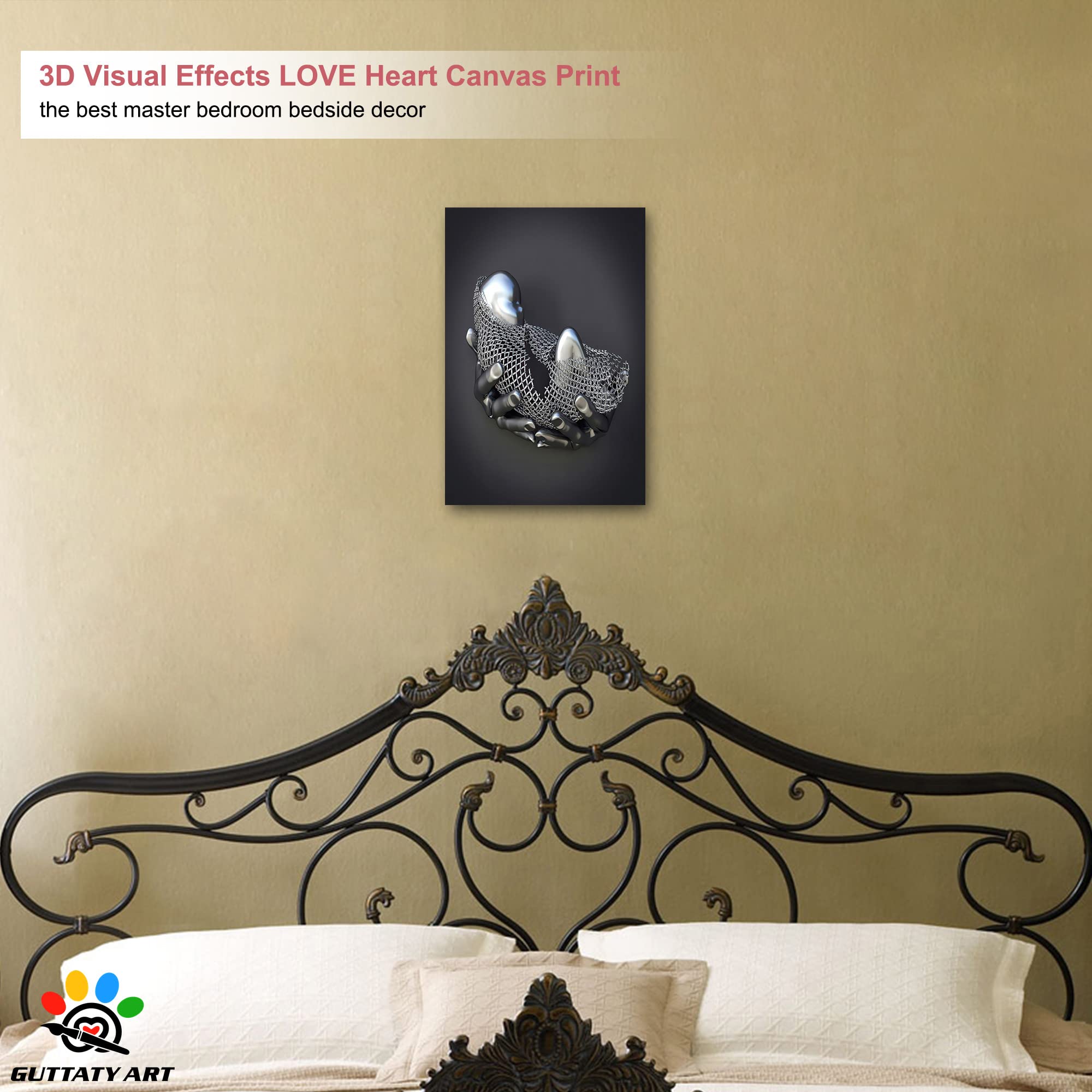 3D Metal Effect Framed Canvas Wall Art - Modern Silver Baby Theme 12x18 Inches, Perfect for Mother's Day Gift, Nursery, Living Room & Bedroom Decor