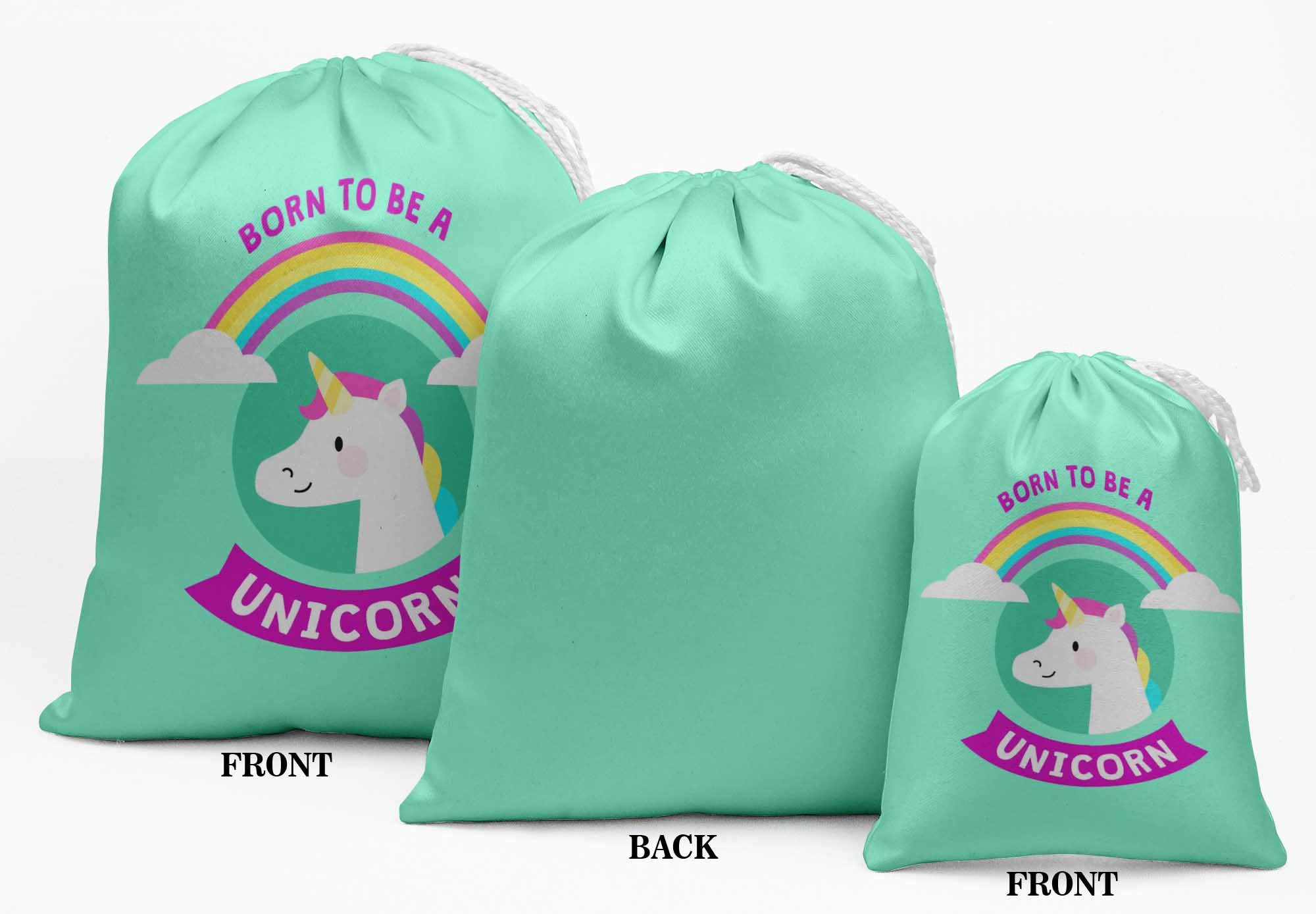 Darling Souvenir Green Rainbow & Unicorn Birthday Party Favor Bags - 15pcs Gift Pouches for Kids Birthday, Baby Shower & Themed Party Decorations