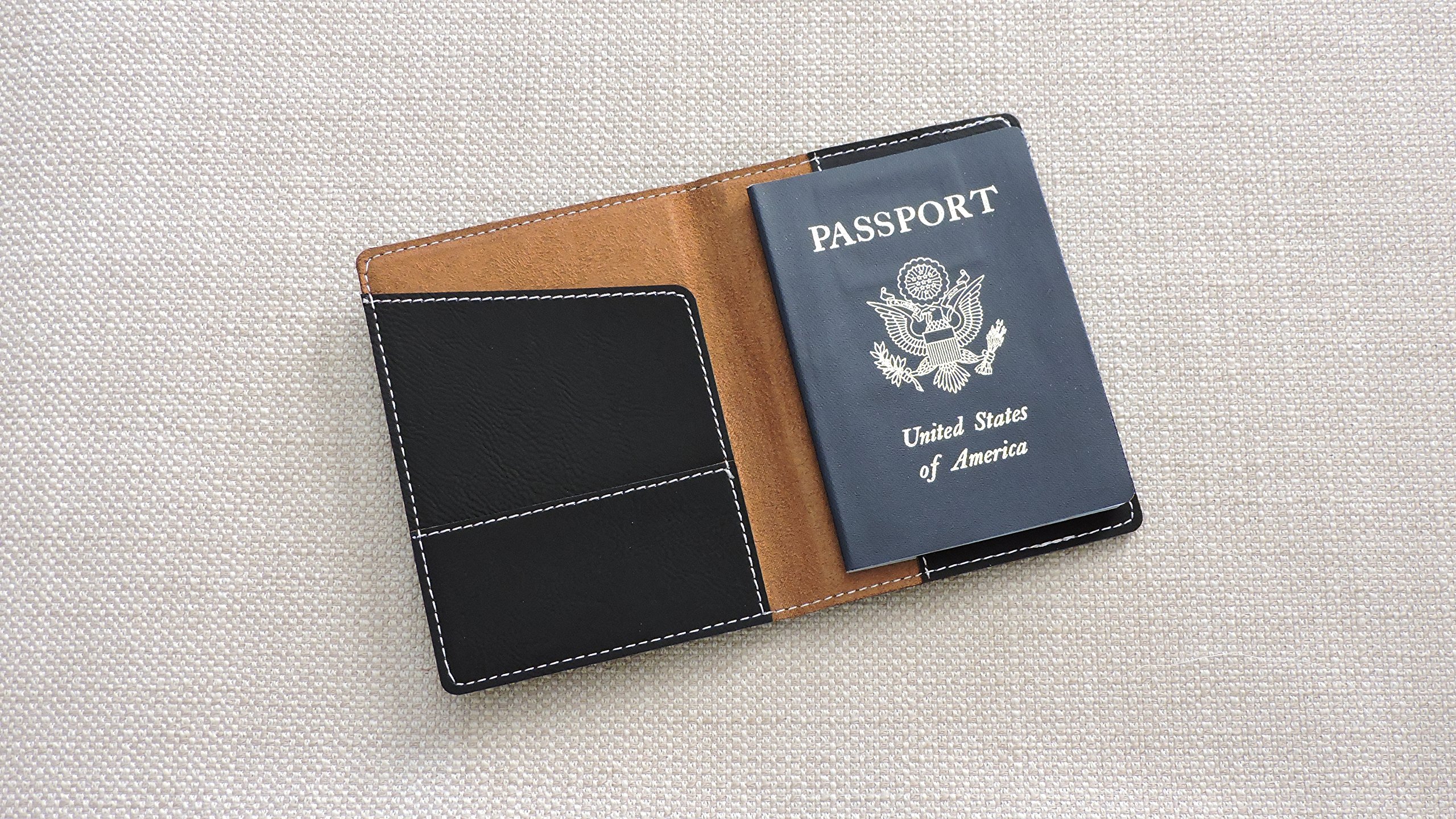 Custom Passport Cover Holder Wallet - Black with Silver Text - Perfect for Travel, Business Trips & Gifts