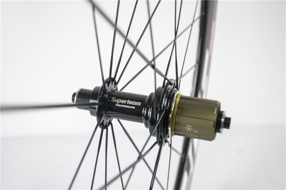 Superteam Carbon Fiber Road Bike Wheelset 700C Clincher - 50mm Deep 23mm Wide Matte Finish | Lightweight & Aerodynamic for Racing & Endurance Cycling