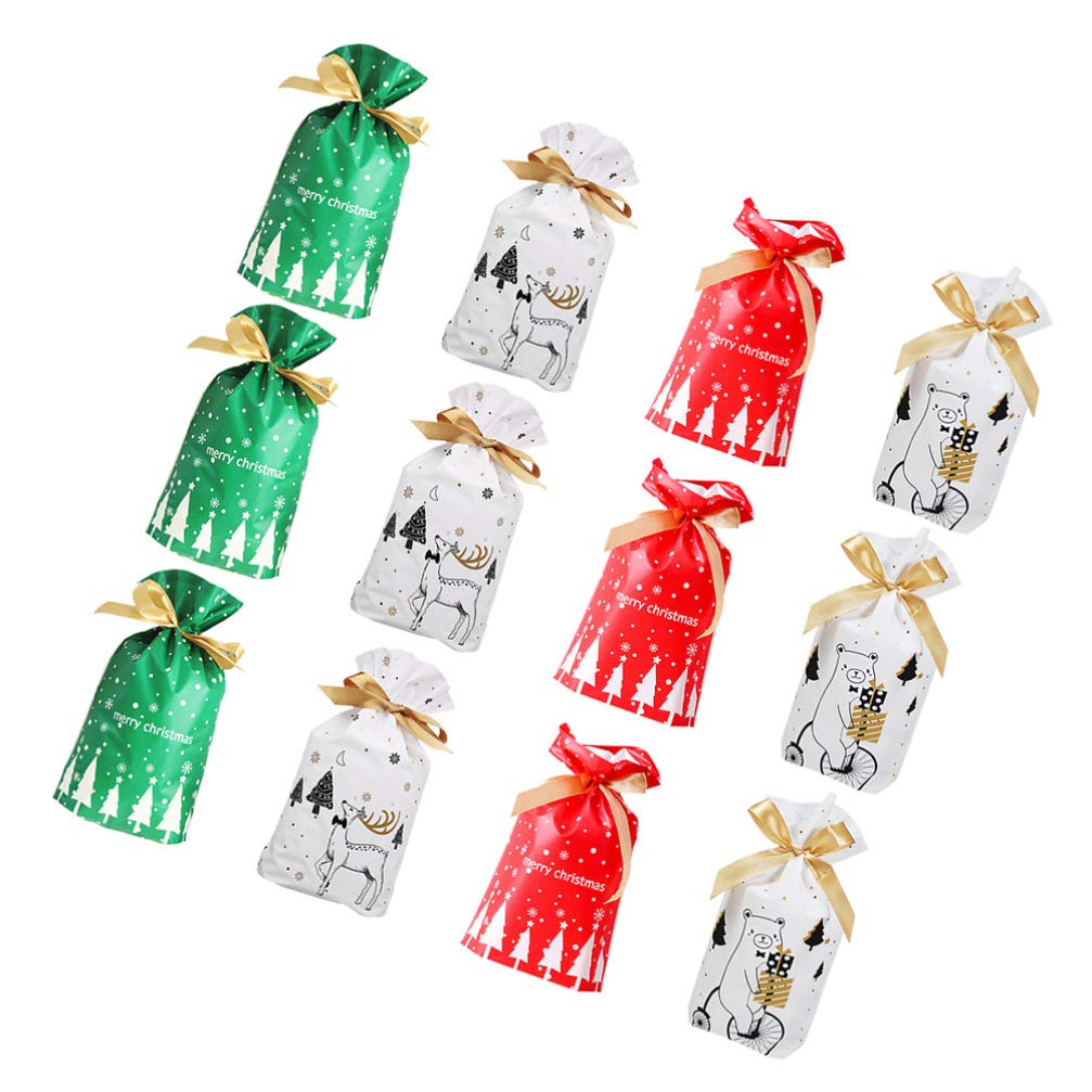 20pcs Christmas Drawstring Gift Bags - 23×15cm Holiday Treat Pouches with Ribbon for Candy, Party Favors & Celebrations | Perfect for Xmas Gifts, Stocking Stuffers & Festive Gatherings