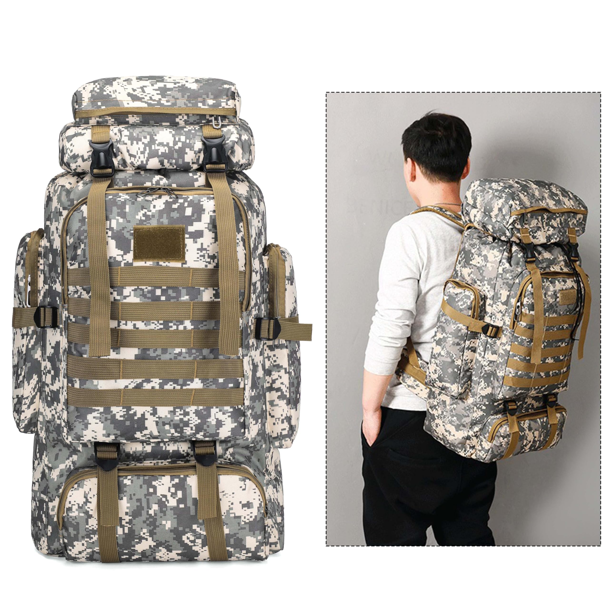 YFREAL 80L Waterproof Hiking Backpack - Tactical Camping Backpack for Outdoor Adventures, Hunting & Travel - Durable Backpack for Men & Women - Perfect for Hiking, Camping, Backpacking & Military Use