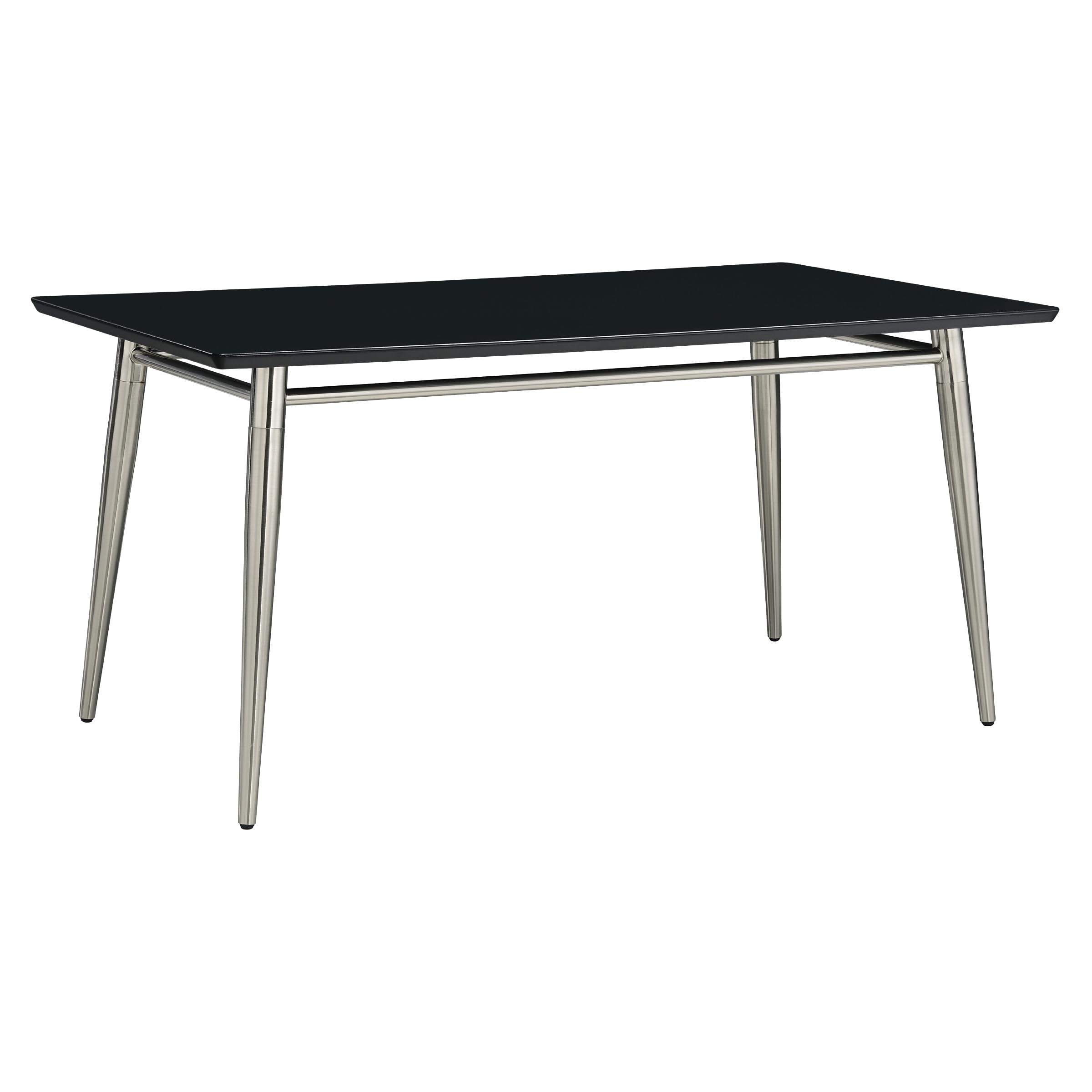 Modern Rectangle Coffee Table Black Top Brushed Nickel for Living Room