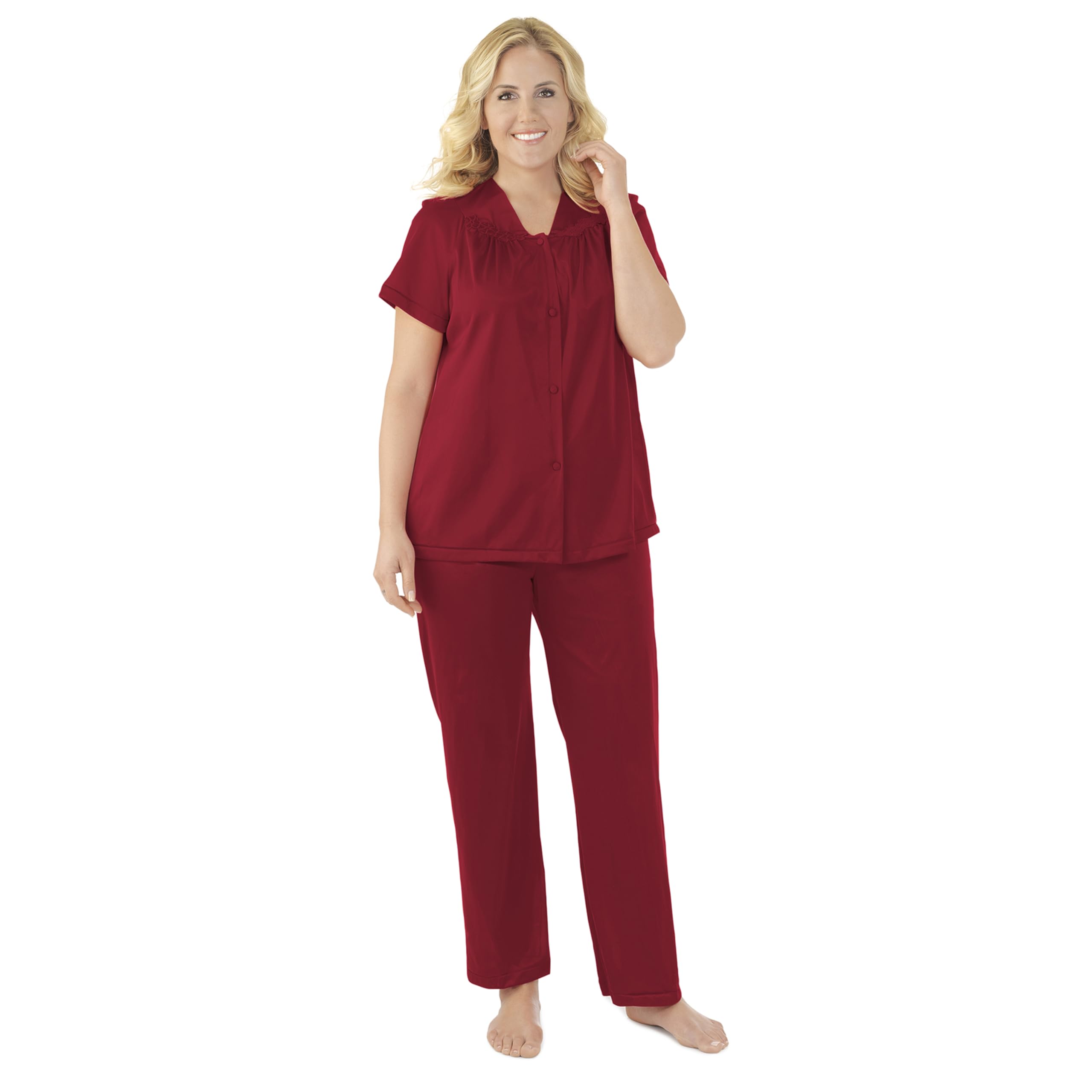 Exquisite Form 90107 Women's Nylon Tricot Short Sleeve Pajama Set - Soft & Comfortable Sleepwear for Lounge & Nighttime Relaxation