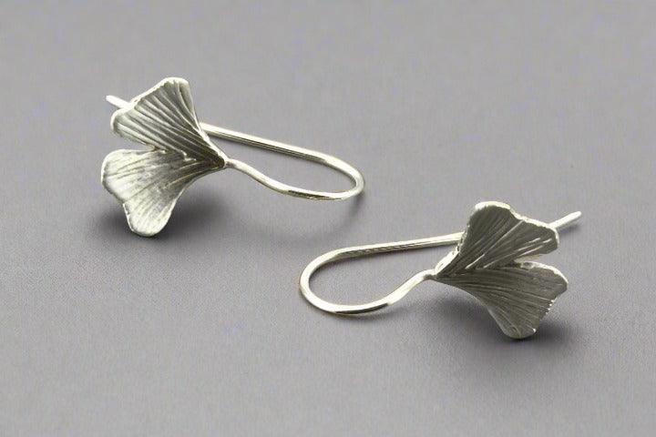 Ginkgo Leaf Earrings - Small Silver Leaf Stud Earrings for Women - Perfect for Everyday Wear & Gift Giving