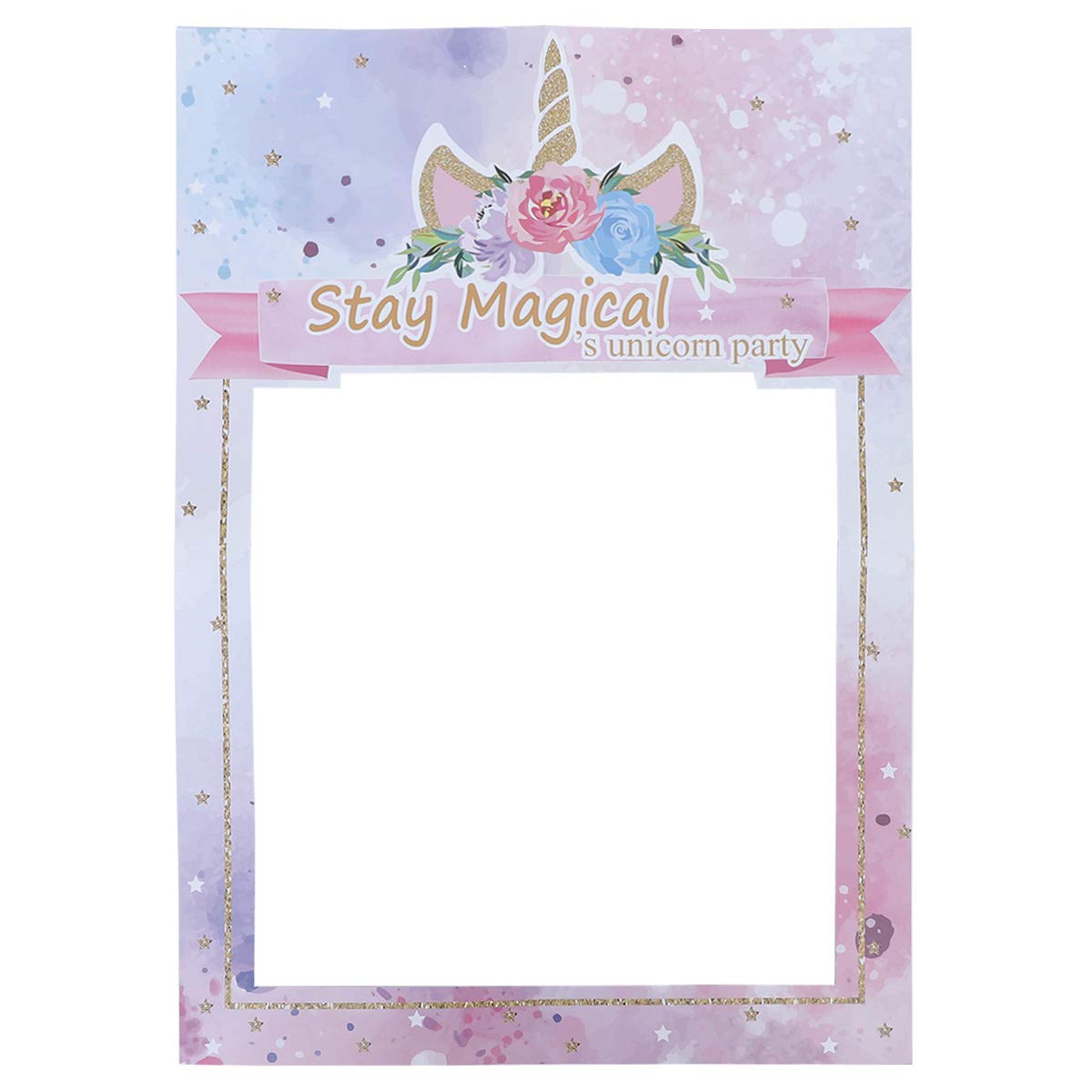 Amosfun Unicorn Paper Photo Frame - Kids Birthday Party Favors, Unicorn Themed Photo Props for Wedding, Birthday & Baby Shower Decorations - Perfect for DIY Scrapbooking, Classroom Crafts & Unicorn Theme Party Supplies