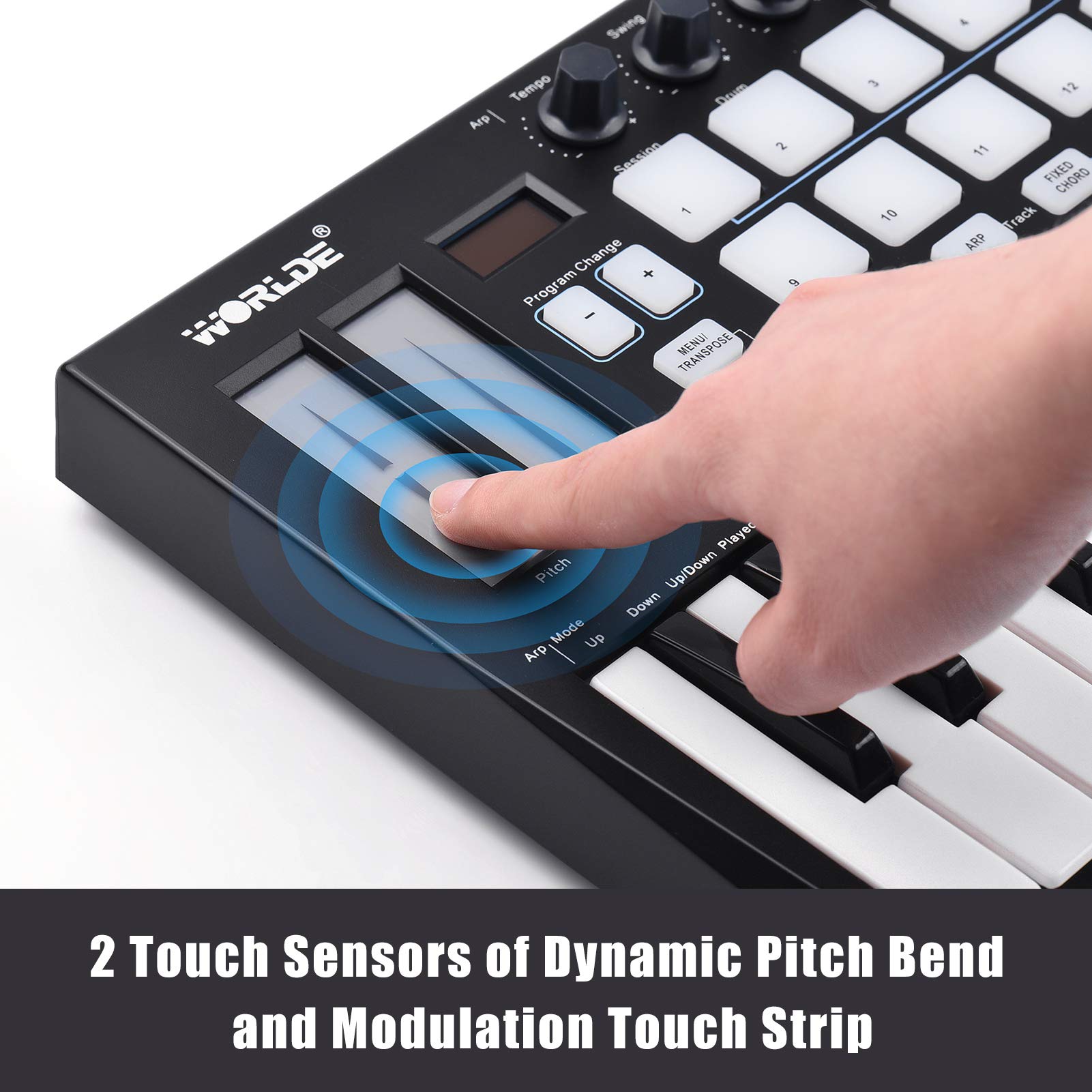 25-Key USB MIDI Keyboard Controller with 16 RGB Backlit Pads & 8 Knobs - Portable MIDI Keyboard for Music Production, DJing & Home Studio Recording