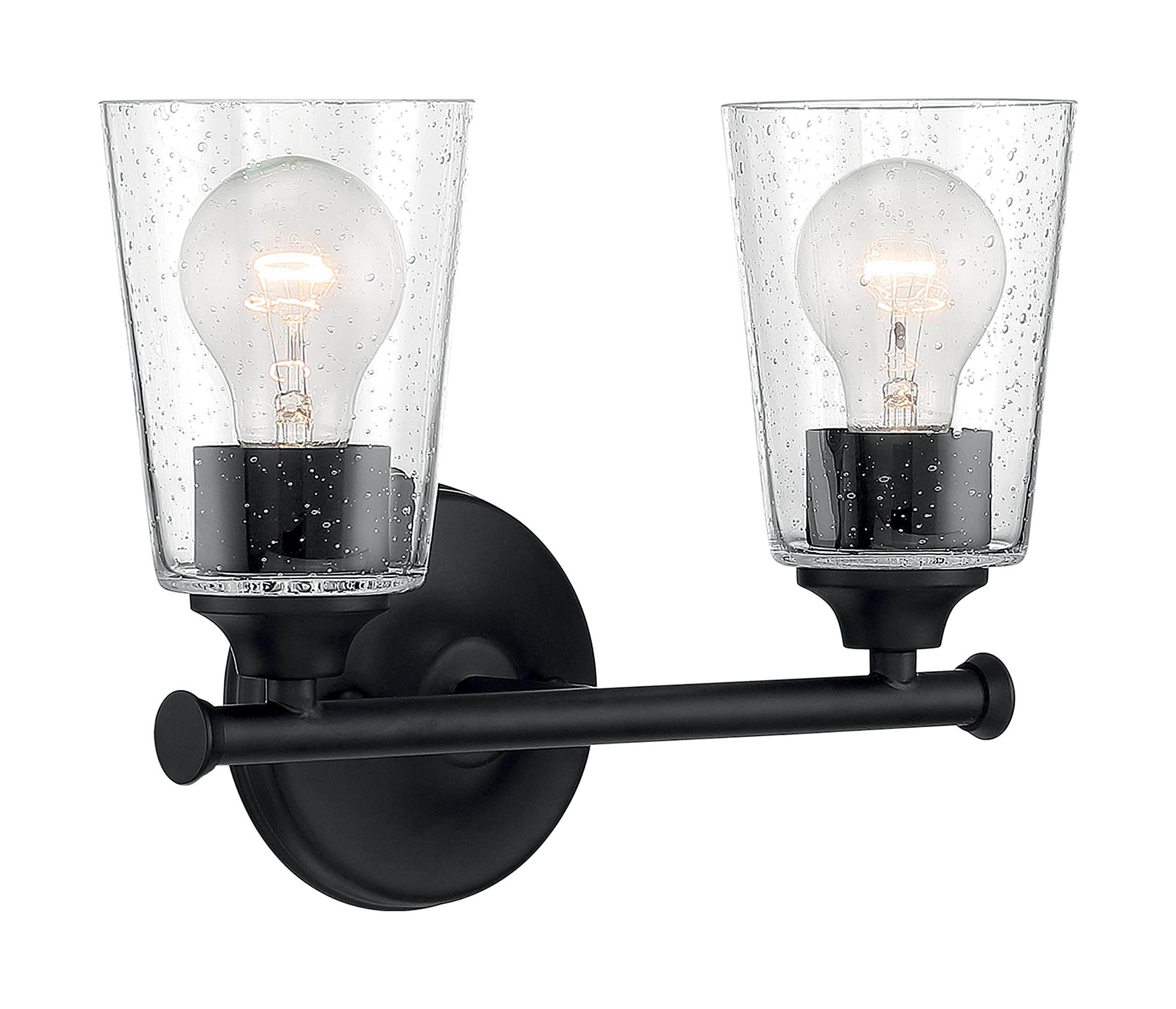 NUVO 60/7282 Bransel 2-Light Bathroom Vanity Light Fixture with Matte Black Finish - Perfect for Modern Bathroom, Powder Room & Dressing Room Lighting