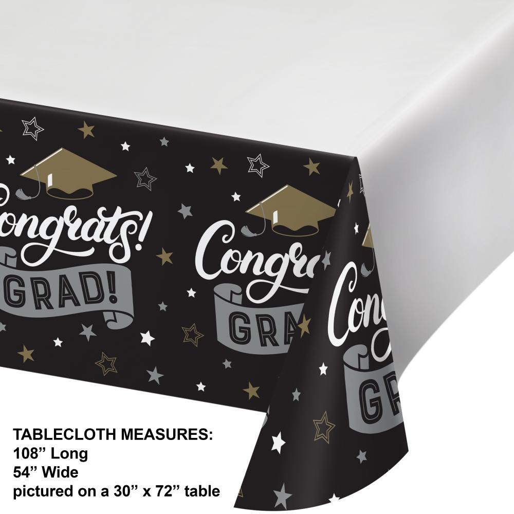 12-Piece Bulk Graduation Glamor Paper Table Cover with Border Print, 54