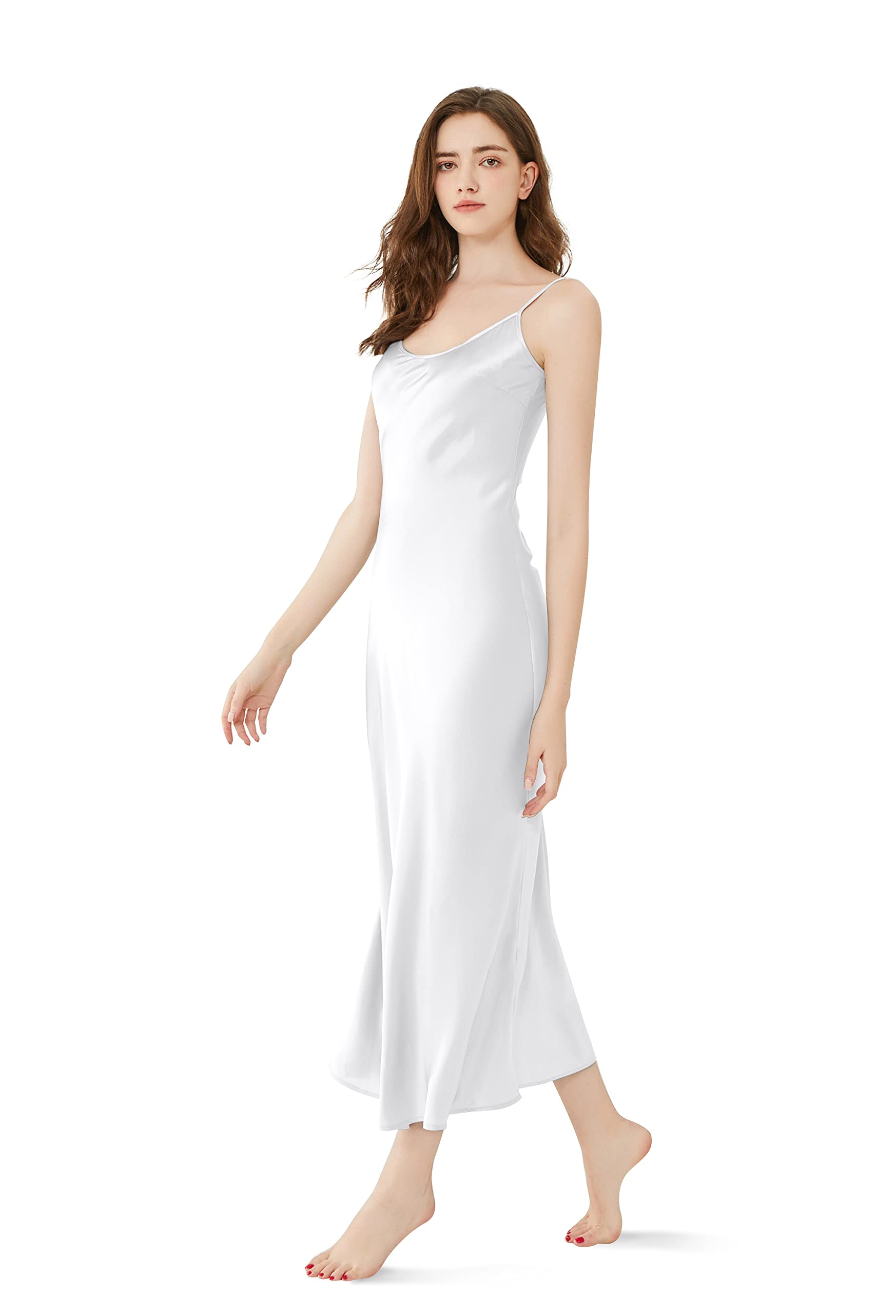 Orose Premium Low Cut Back Long Silk Nightgown for Women - Elegant Sleepwear & Loungewear for Comfortable Nights & Relaxing Evenings