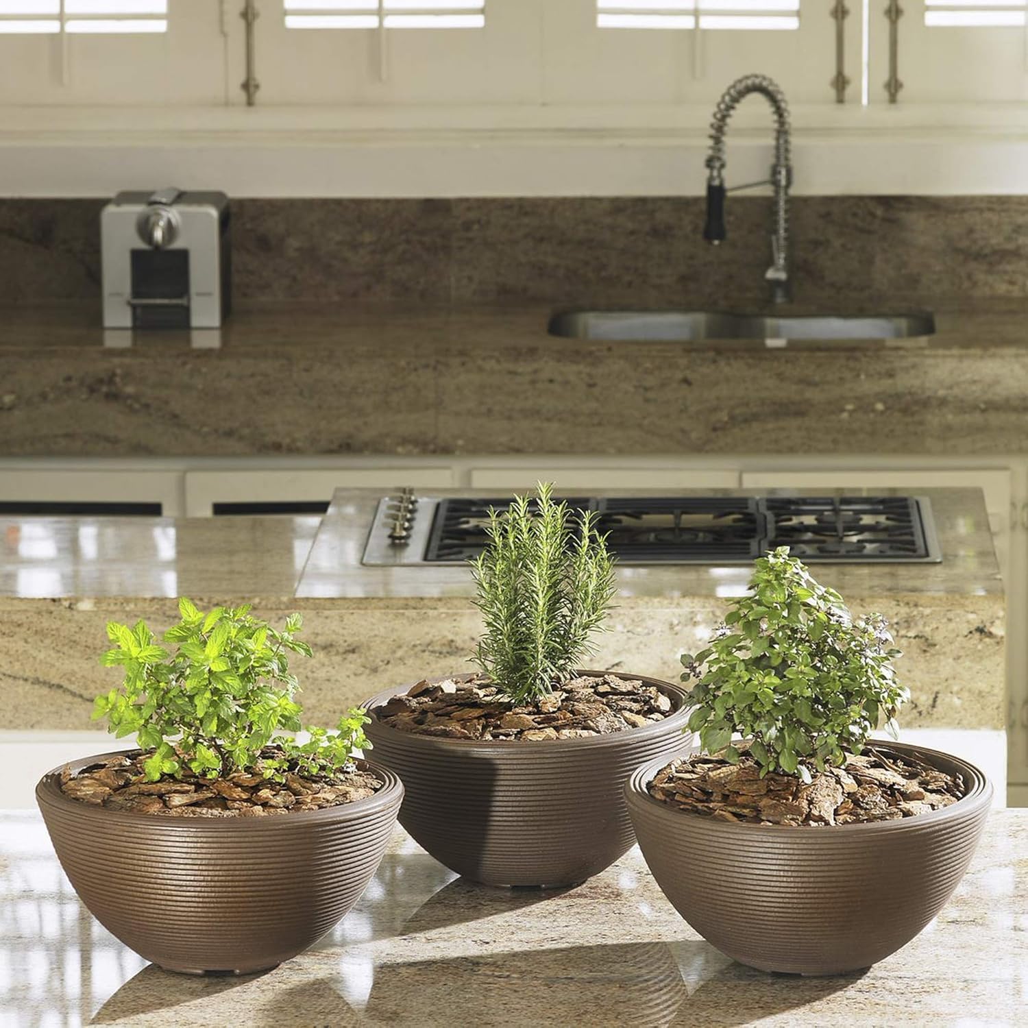 Crescent Garden Delano Planter - 20 Inch Double Walled Indoor/Outdoor Plant Pot in Slate - Perfect for Patio, Garden & Home Decor