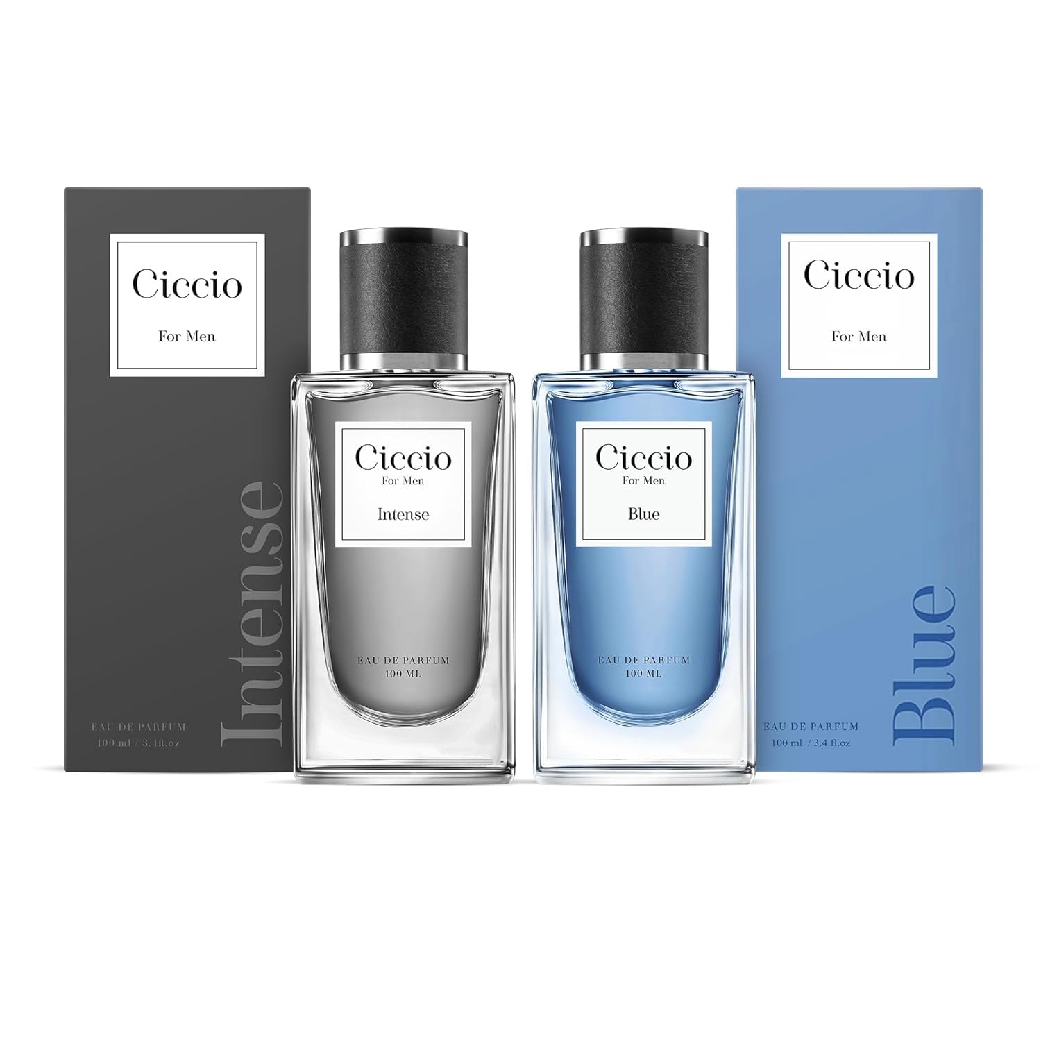 Chiccio Men's Eau De Parfum - Citrus Lemon, Bergamot & Mandarin Scent | Long Lasting Woody Aquatic Cologne | Summer Fragrance Gift Set (Pack of 2, 6.7oz) | Perfect for Daily Wear, Office & Date Nights