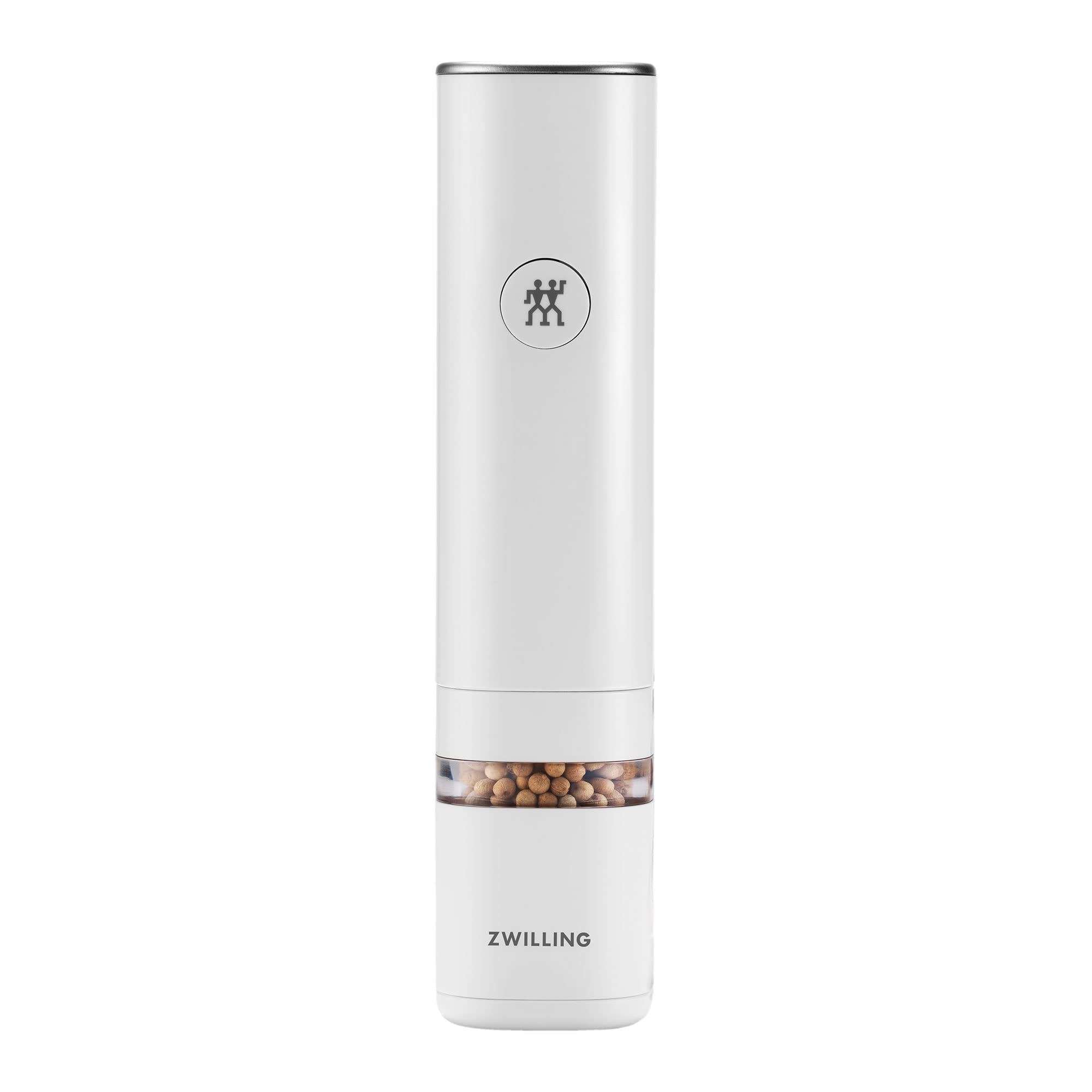 ZWILLING Enfinigy Electric Salt and Pepper Mill Set - Battery Operated, Adjustable Grinder for Fresh Seasoning - Perfect for Kitchen, Dining Table, and Gourmet Cooking - White