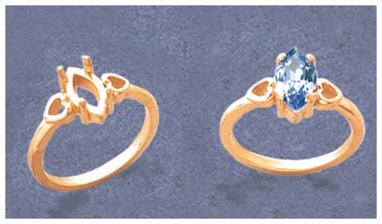 Solid Sterling Silver or 14kt Gold Marquise Heart Blank Ring - 6x3mm & 10x5mm Sizes - Pre-Notched Size 7 Shank Setting (Item# 163509/143509) - Perfect for Jewelry Making, Engagement Rings & DIY Craft Projects