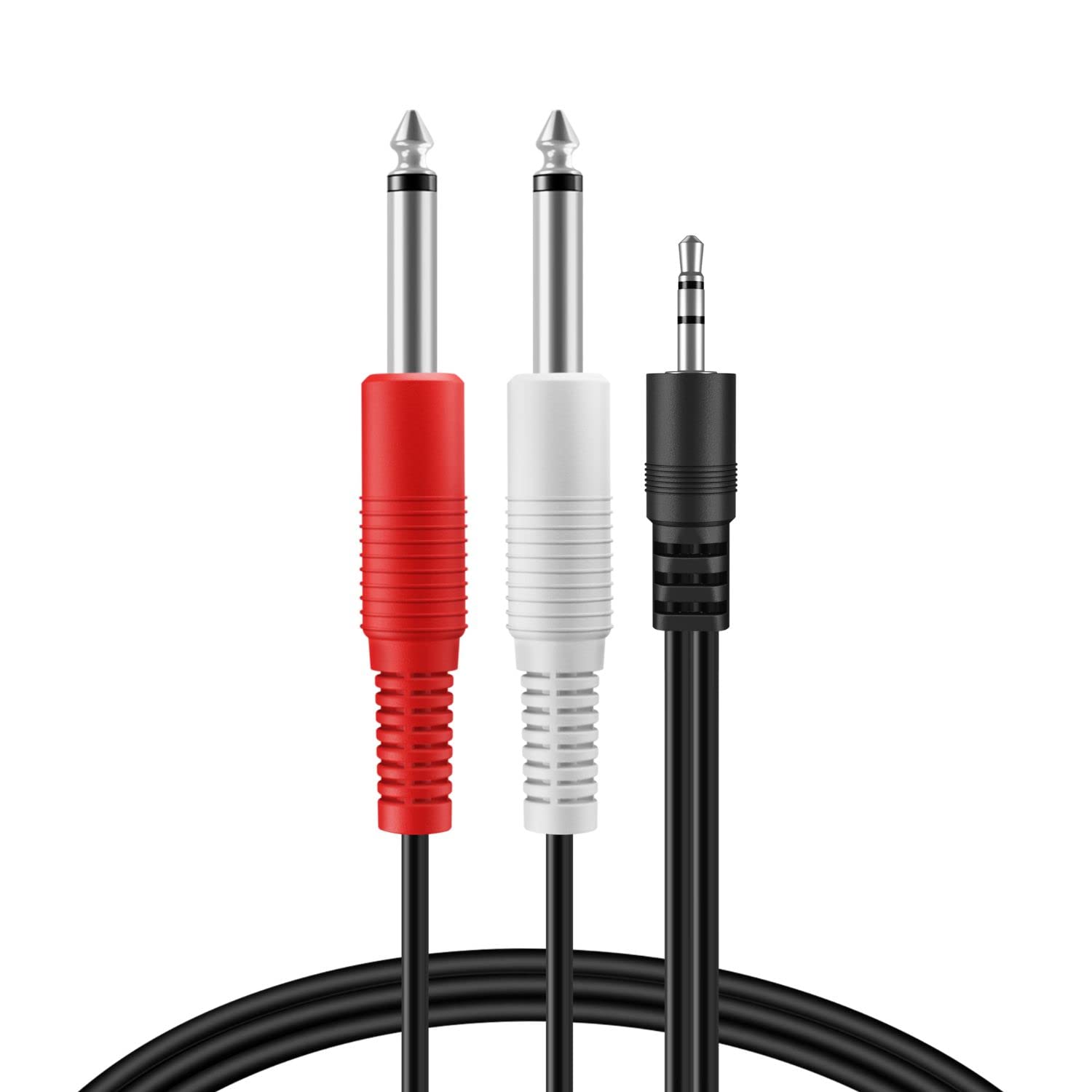 TNP Products 3ft 3.5mm TRS to Dual 6.35mm TS Audio Cable - Male to Male Y Splitter for Headphones, Smartphones, Laptops, Speakers, Amplifiers & Audio Mixers - Perfect for Home Studios, DJ Setups & Live Performances