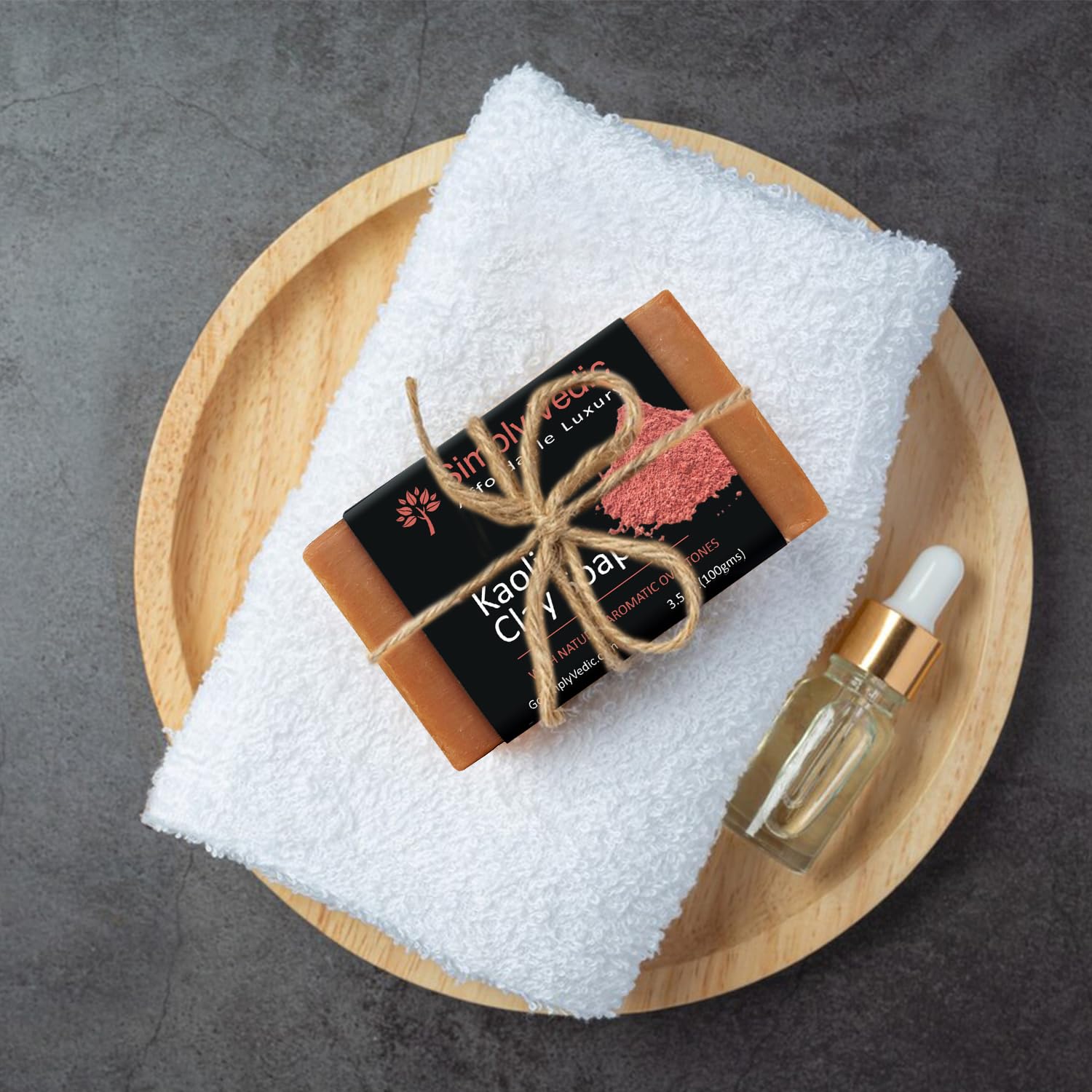 Simply Vedic Kaolin Clay Cold Pressed Soap Bar - Organic Natural Deep Exfoliating & Detoxifying Face & Body Cleanser | Handmade Sulfate-Free, Paraben-Free for All Skin Types | Men & Women | Perfect for Acne-Prone Skin & Daily Detox Routine (100g)