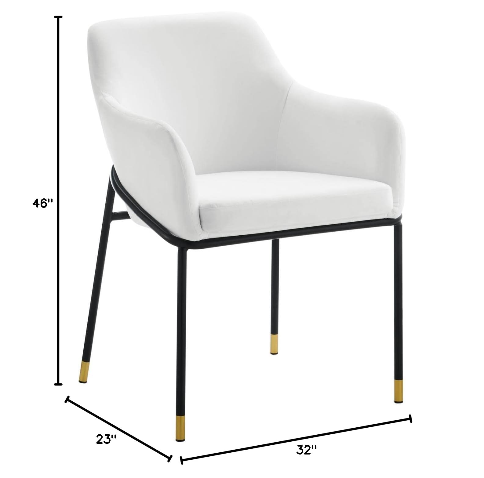 Modway Jovi Performance Velvet Dining Armchairs - Set of 2, Black & White Upholstered Chairs for Modern Dining Room & Kitchen Decor