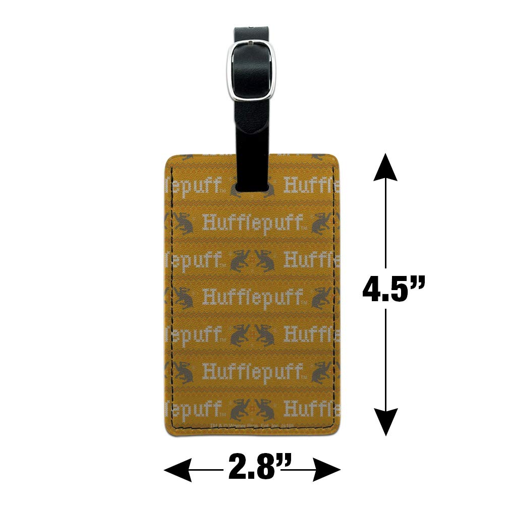 Harry Potter Hufflepuff Sweater Inspired Leather Luggage Tag - Personalized ID Card Holder for Travel Bags, Suitcases & Backpacks - Perfect for Harry Potter Fans & Travel Enthusiasts