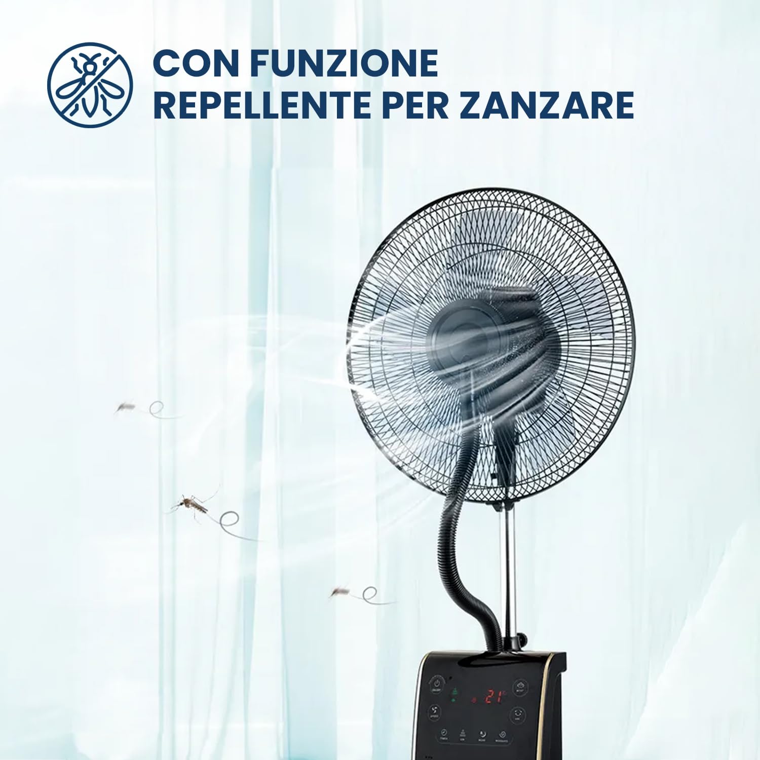 Wintem ATUM 3-in-1 Misting Fan with Ionizer - Touch Screen Display, 3 Speed Settings, Remote Control, 12H Timer, 3L Water Tank, Aroma Diffuser & Mosquito Repellent - Perfect for Patio, Garden, and Outdoor Cooling