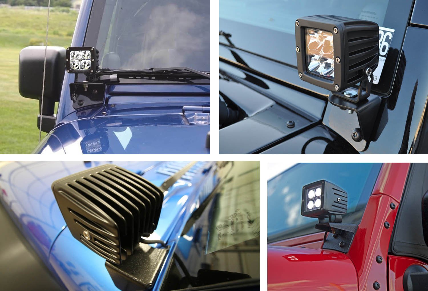 40W CREE LED Pod Light Kit with A-Pillar Mounting Brackets for 2007+ Jeep Wrangler JK - Off-Road, Trail, Night Driving Lighting Upgrade