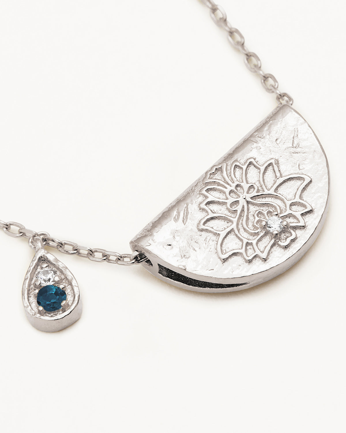 December Birthstone Necklace - Sterling Silver Blue Topaz Lotus Pendant for Women | Elegant Jewelry Gift for Christmas, Birthday & Special Occasions